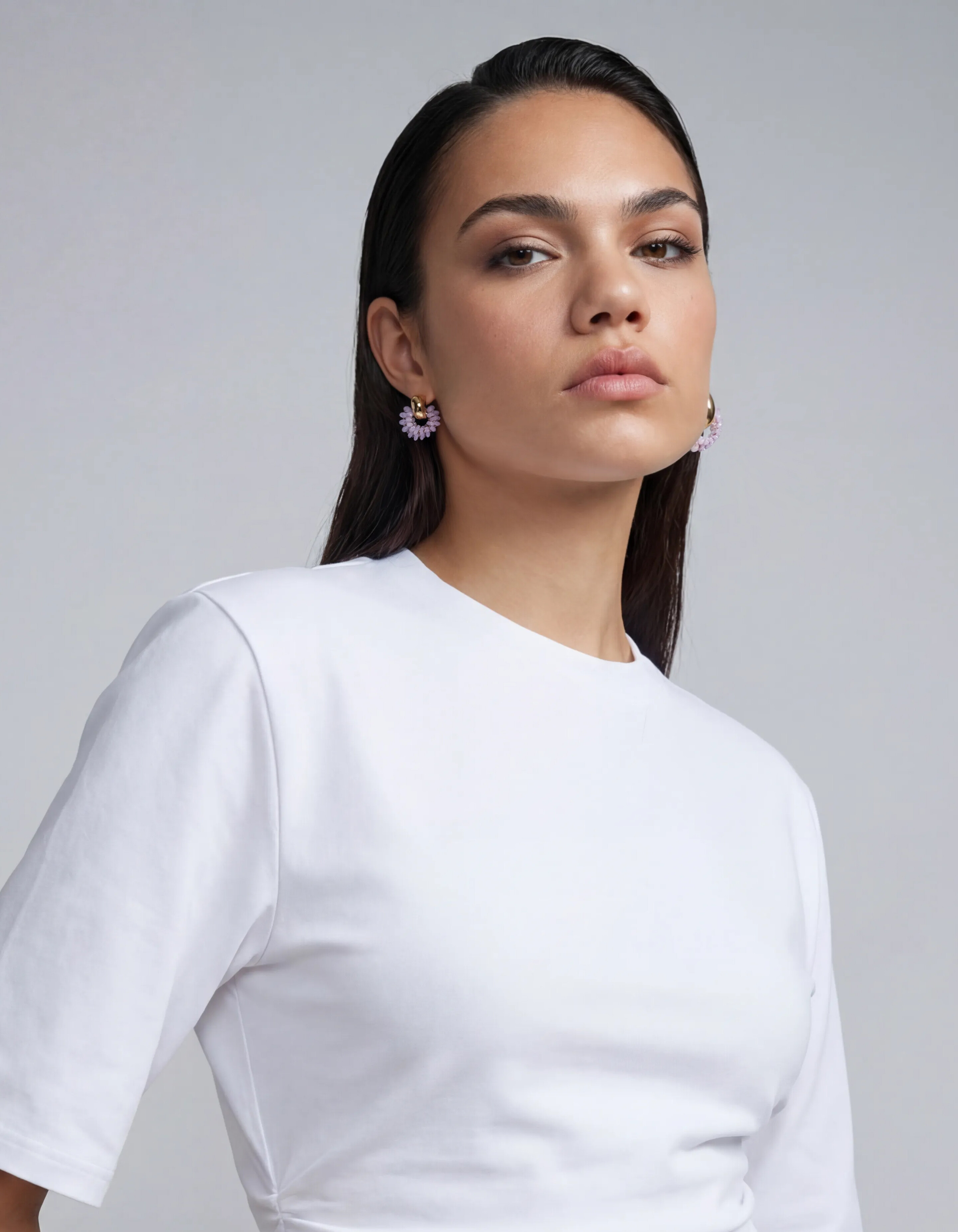 Ronde Beaded Oorbellen Lichtpaars SHOEBY ACCESSOIRES