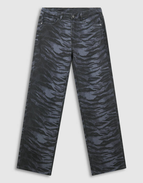 Tijger Wide Leg Fit Jeans Donkergrijs SHOEBY WOMEN