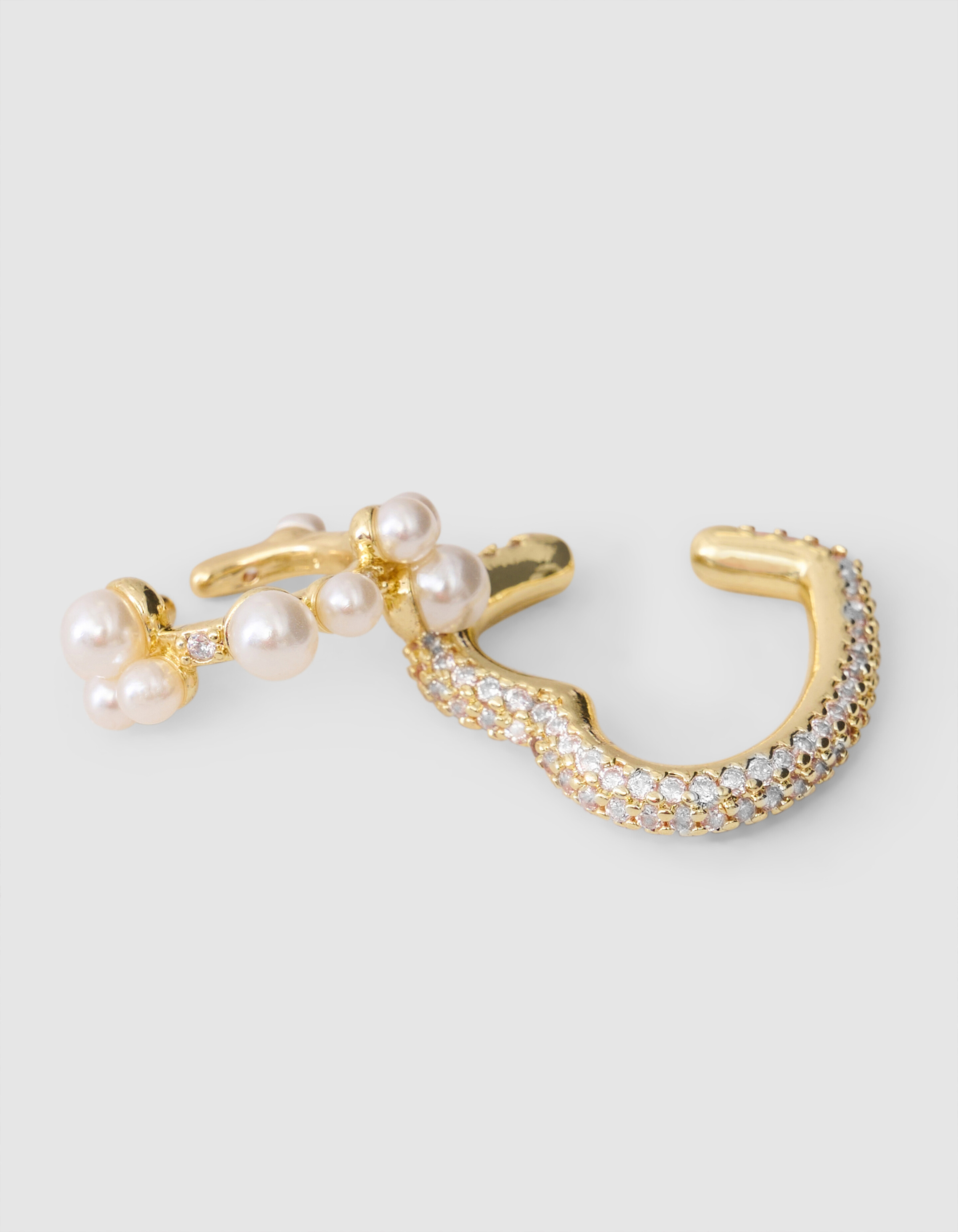 Parel/Heart Earcuff Set Goud By Monica SHOEBY ACCESSOIRES