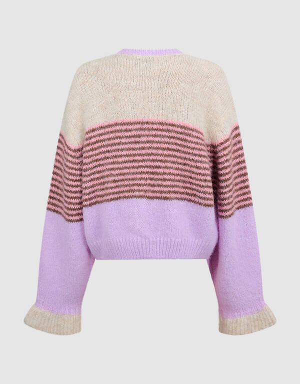 Fluffy Gestreept Vest Gebroken Wit/Paars SHOEBY GIRLS
