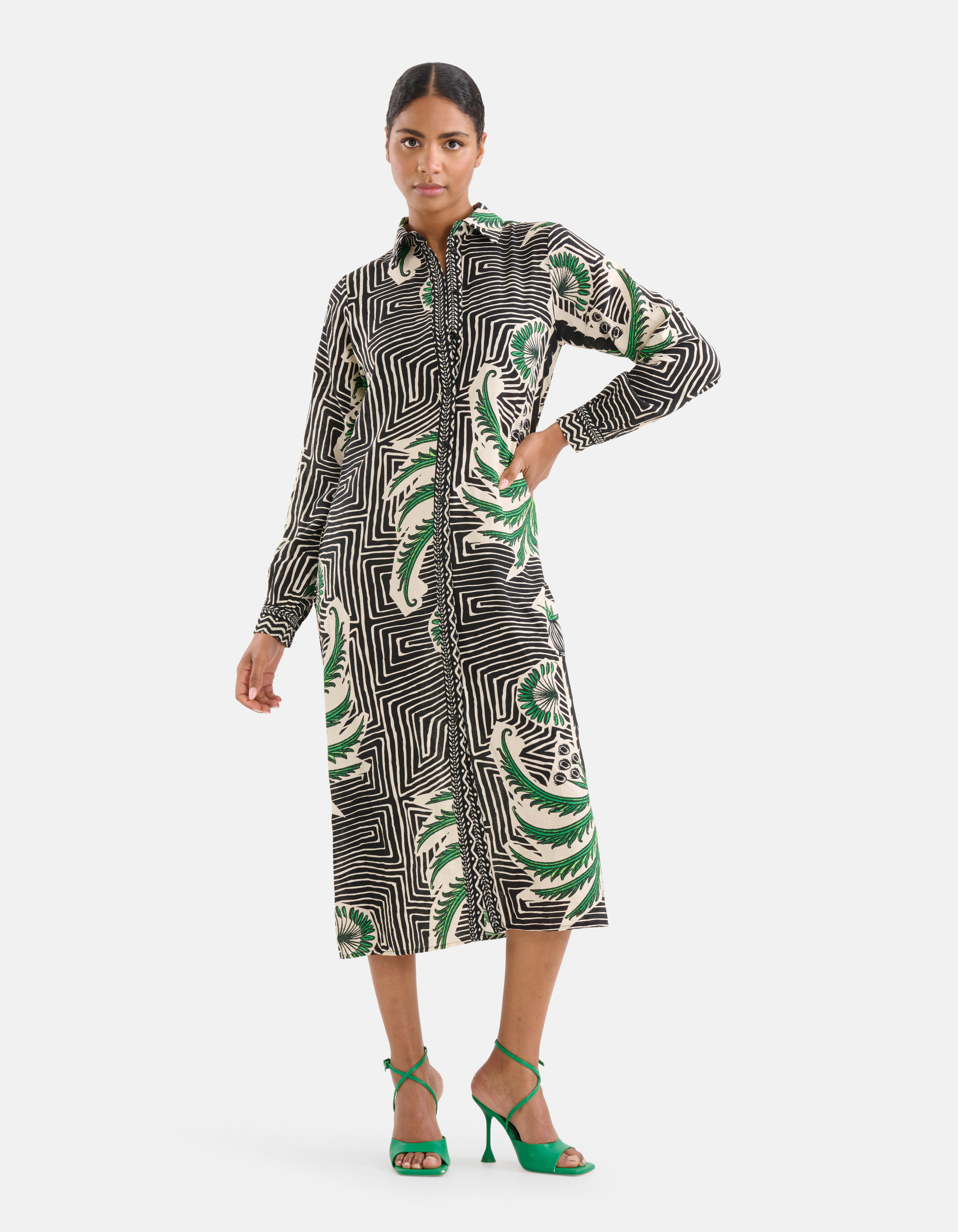 Printed Maxi Jurk Zwart SHOEBY WOMEN