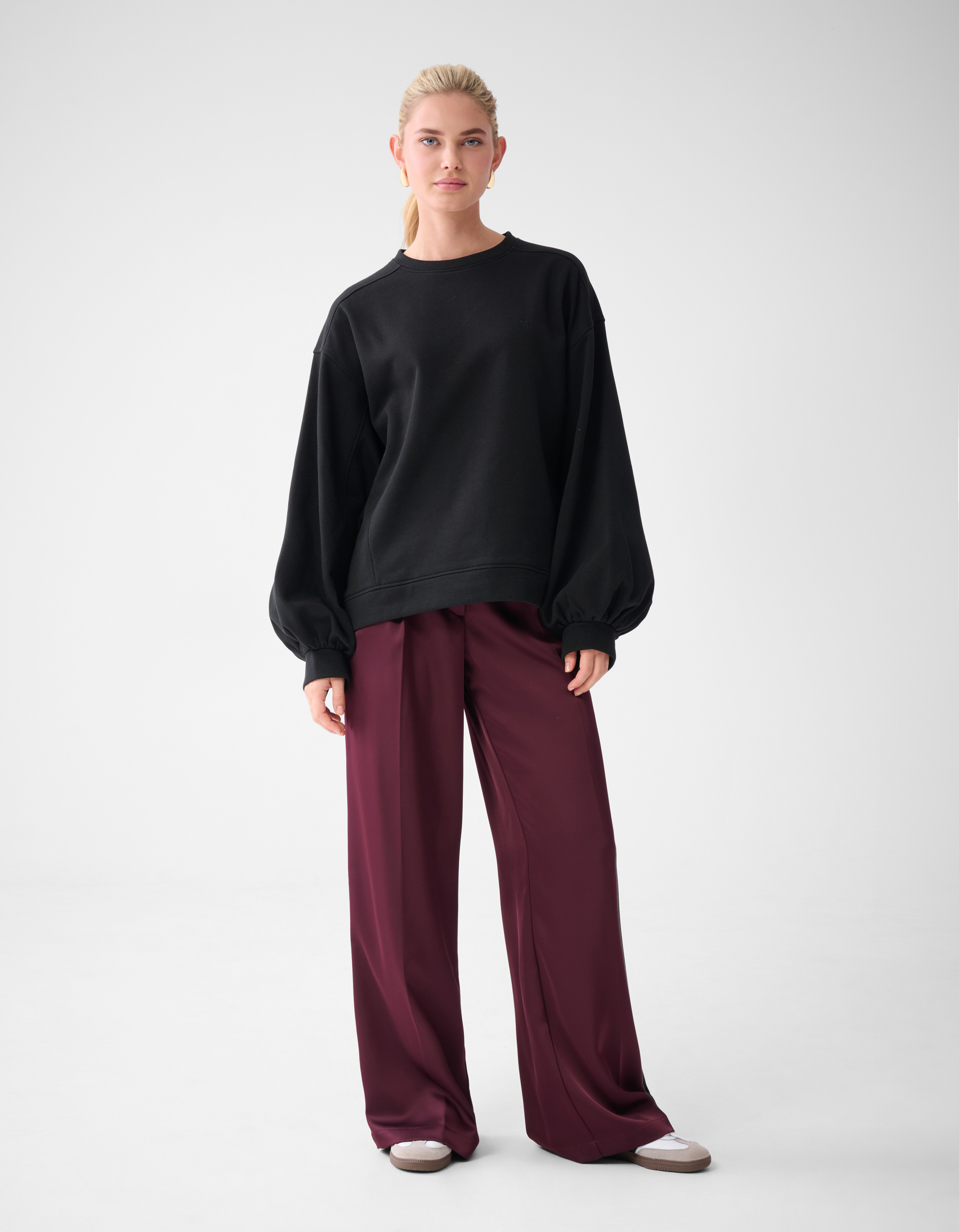 Satijnen Wide Leg Broek Donkerrood By Lonneke SHOEBY WOMEN