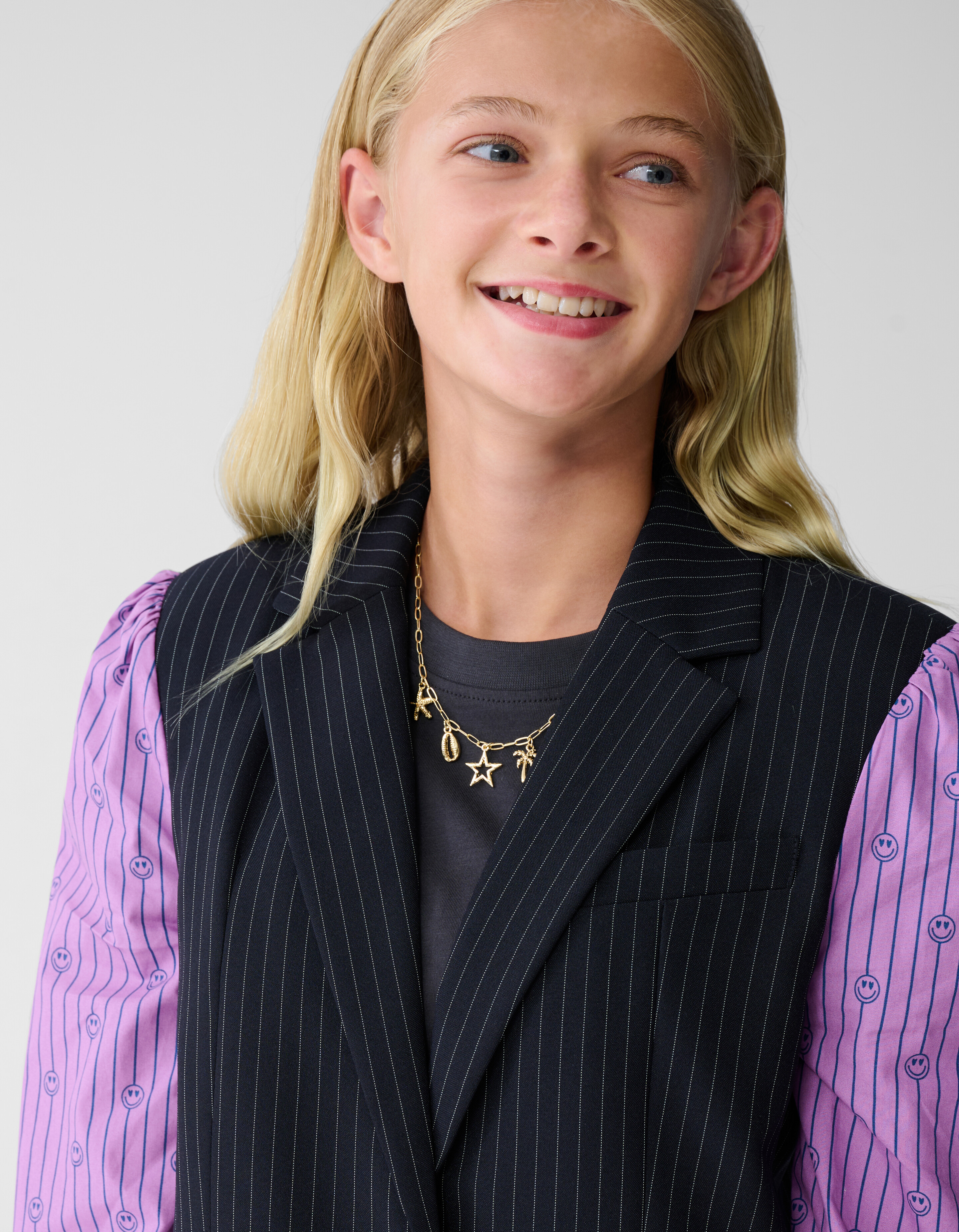 Smiley Pinstripe Blazer Donkerblauw SHOEBY GIRLS