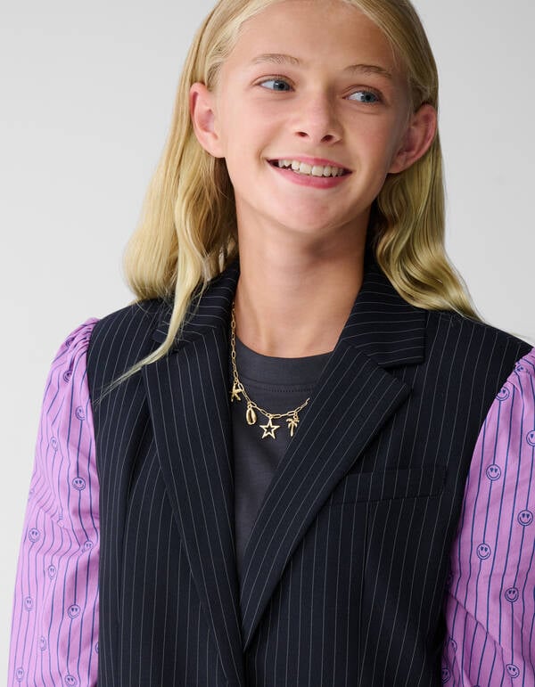 Smiley Pinstripe Blazer Donkerblauw SHOEBY GIRLS