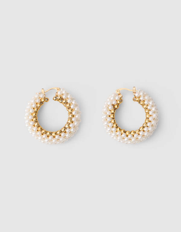 Parel Hoop Oorbellen Gebroken Wit SHOEBY ACCESSOIRES