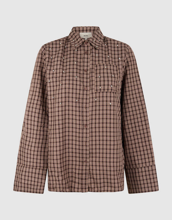 Ruiten Shoulder Strass Blouse Bruin SHOEBY WOMEN