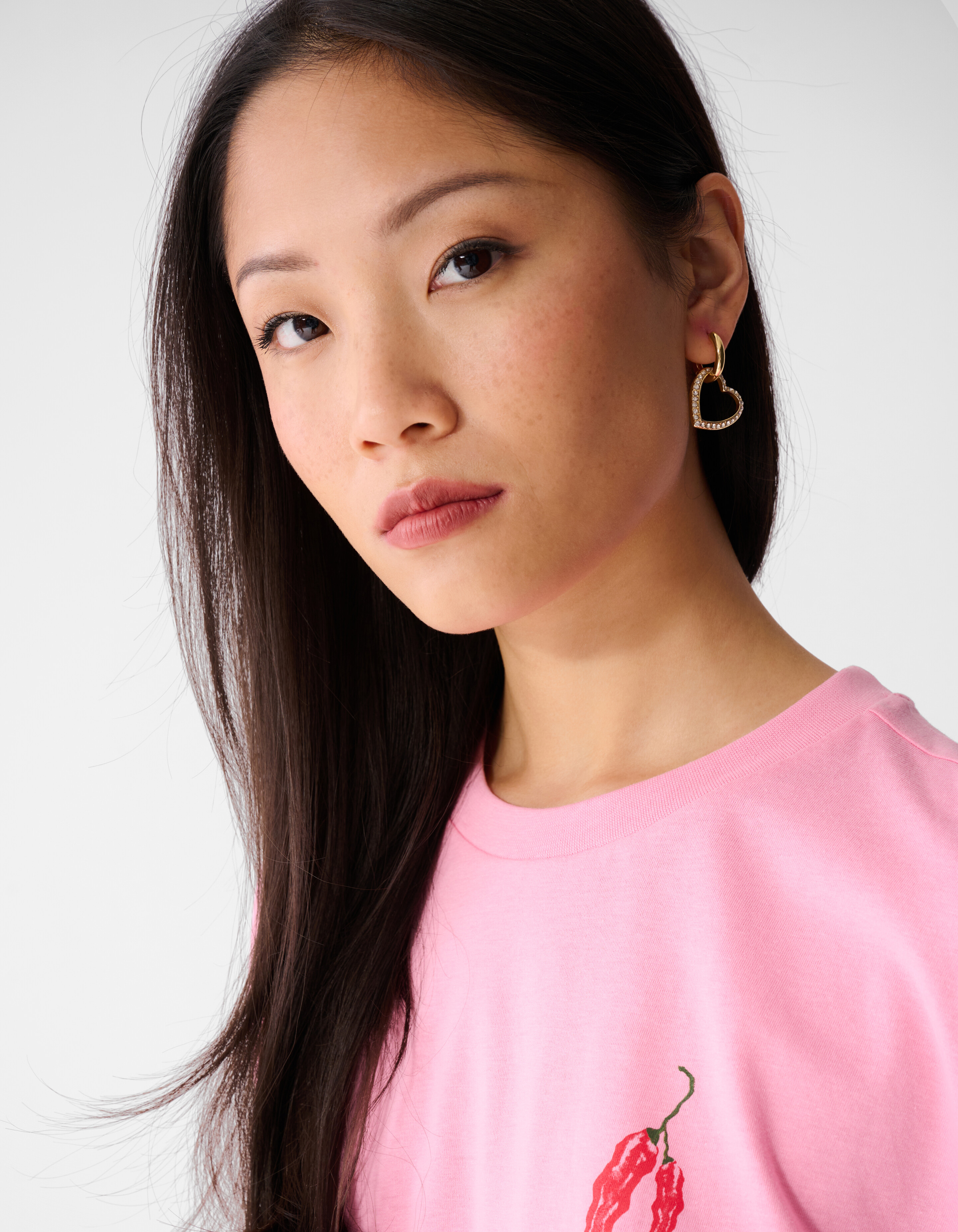 Strass Heart Hoop Oorbellen Goud SHOEBY ACCESSOIRES