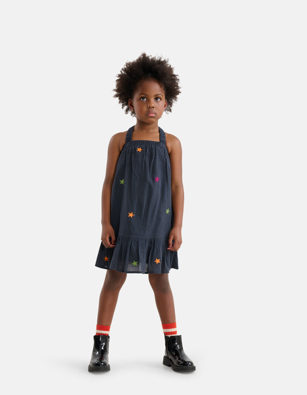 Printed Sterren Jurk Donkergrijs SHOEBY GIRLS