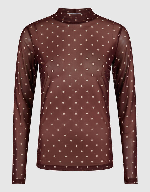 Mesh Stip Top Donkerbruin SHOEBY WOMEN