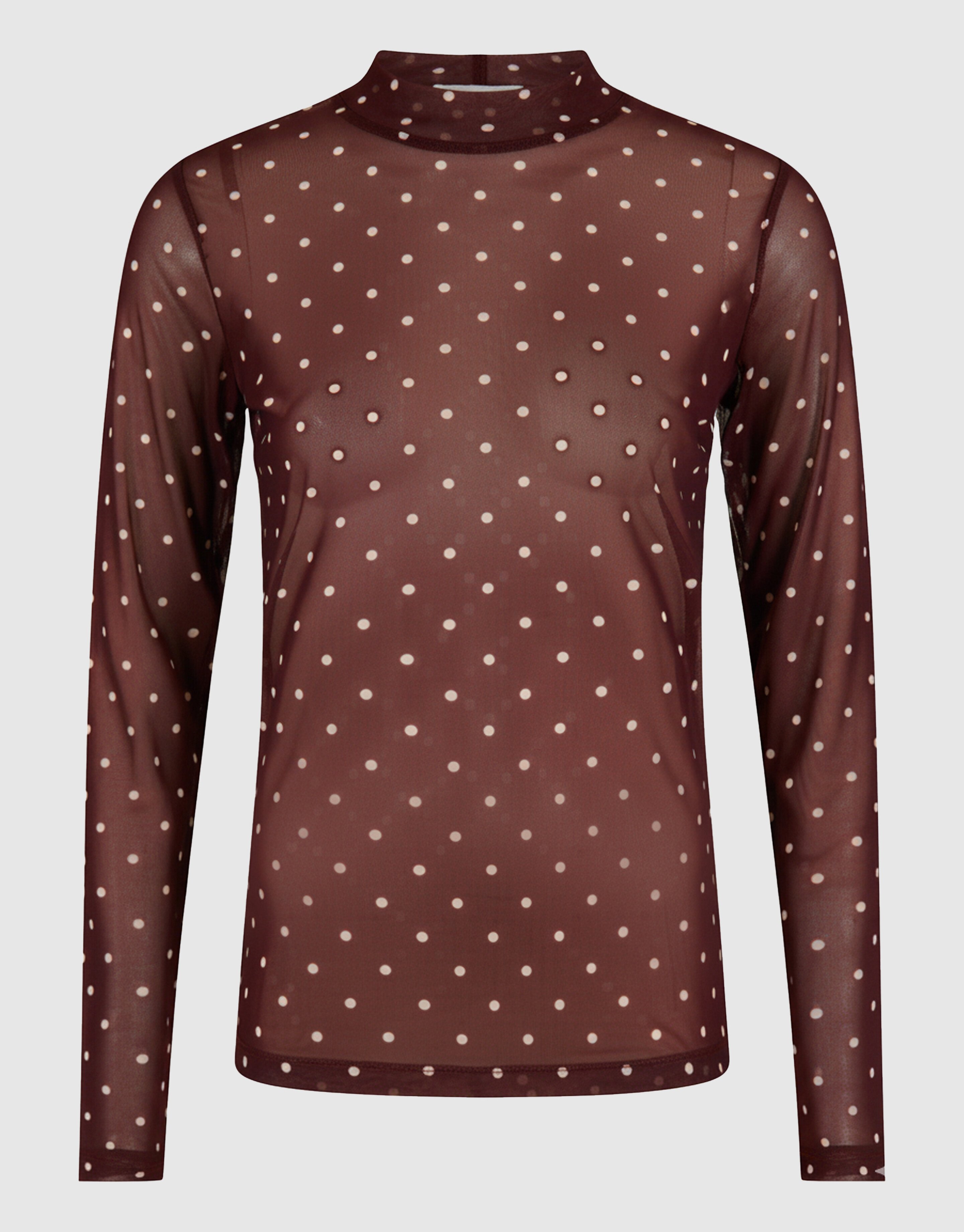 Mesh Stip Top Donkerbruin SHOEBY WOMEN