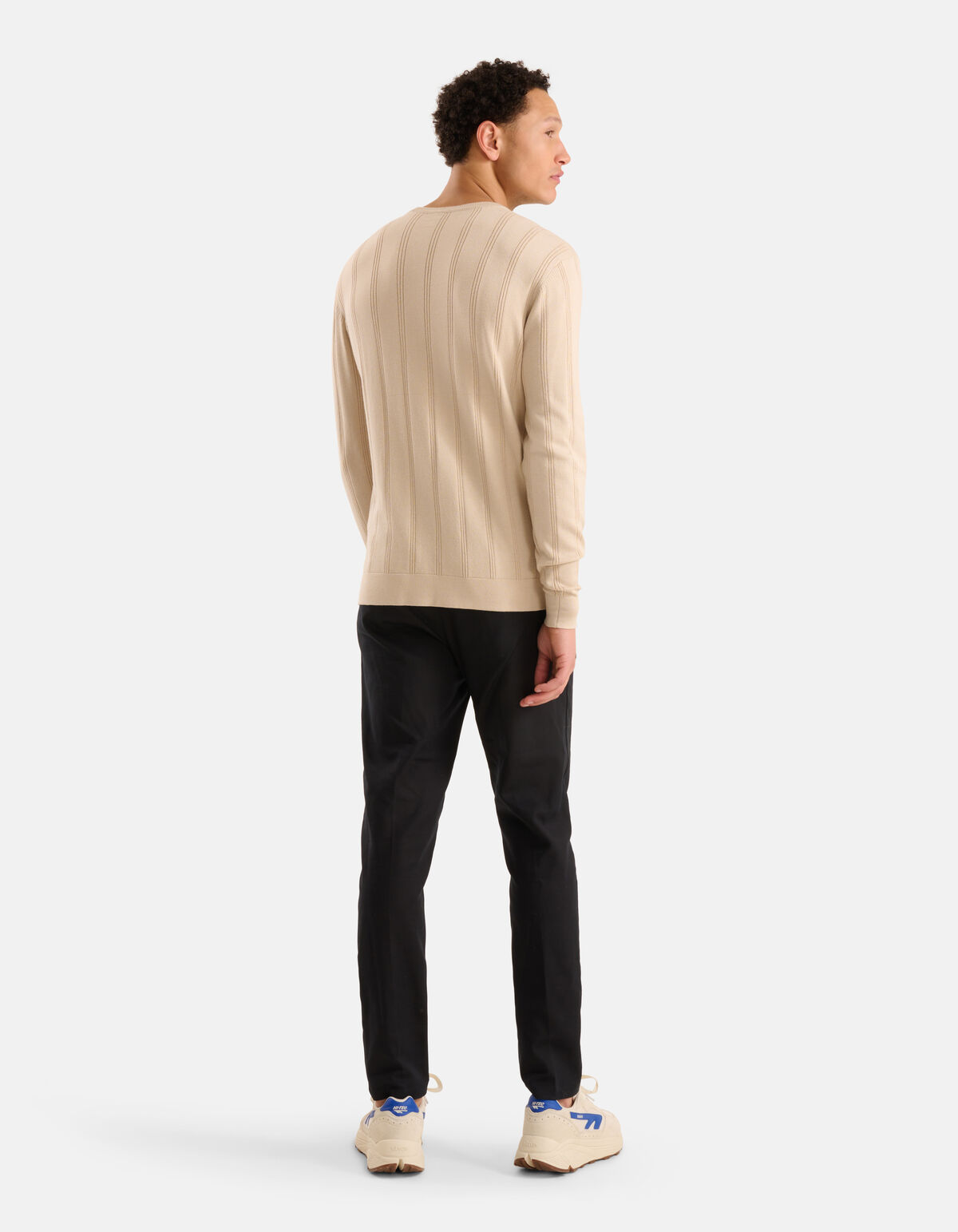 Gestreepte Crewneck Trui Beige SHOEBY MEN