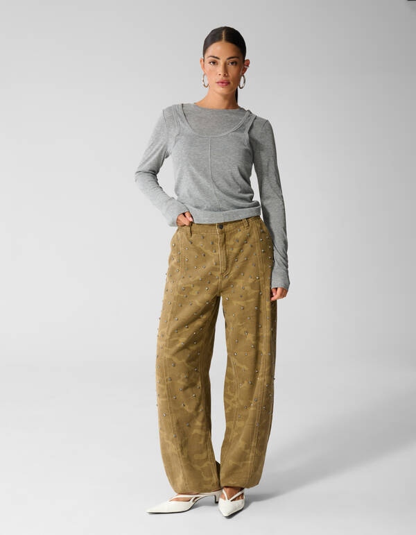 Camo Strass Jeans Khaki SHOEBY WOMEN