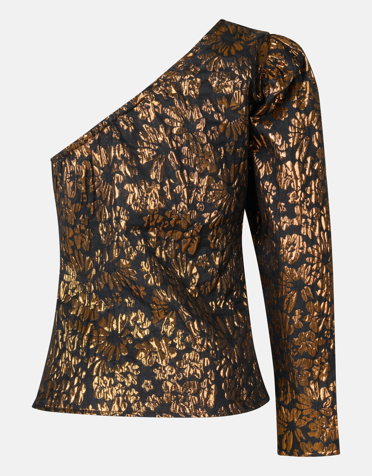 One Shoulder Jacquard Top Zwart SHOEBY WOMEN