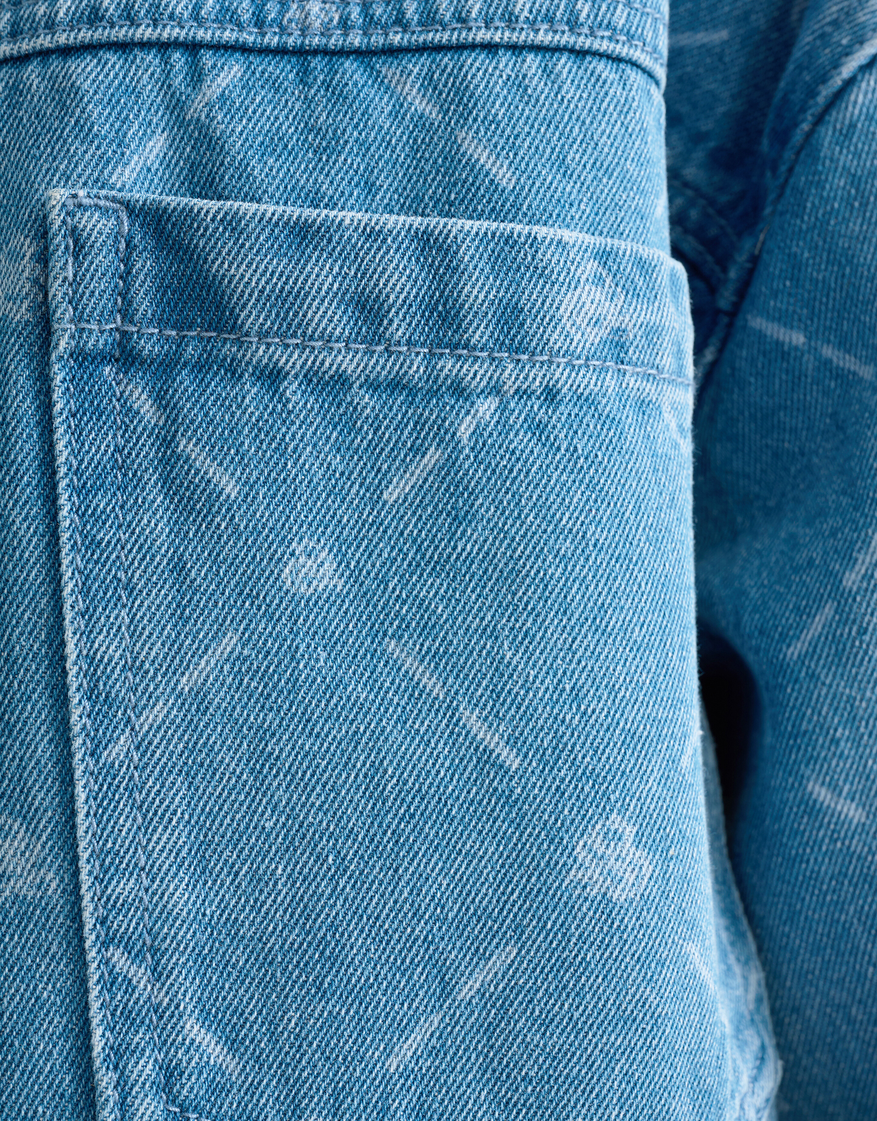 Printed Denim Blouse Blauw SHOEBY WOMEN