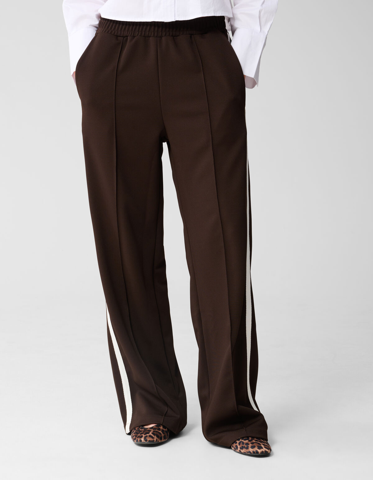 Sporty Wide Leg Broek Bruin SHOEBY WOMEN