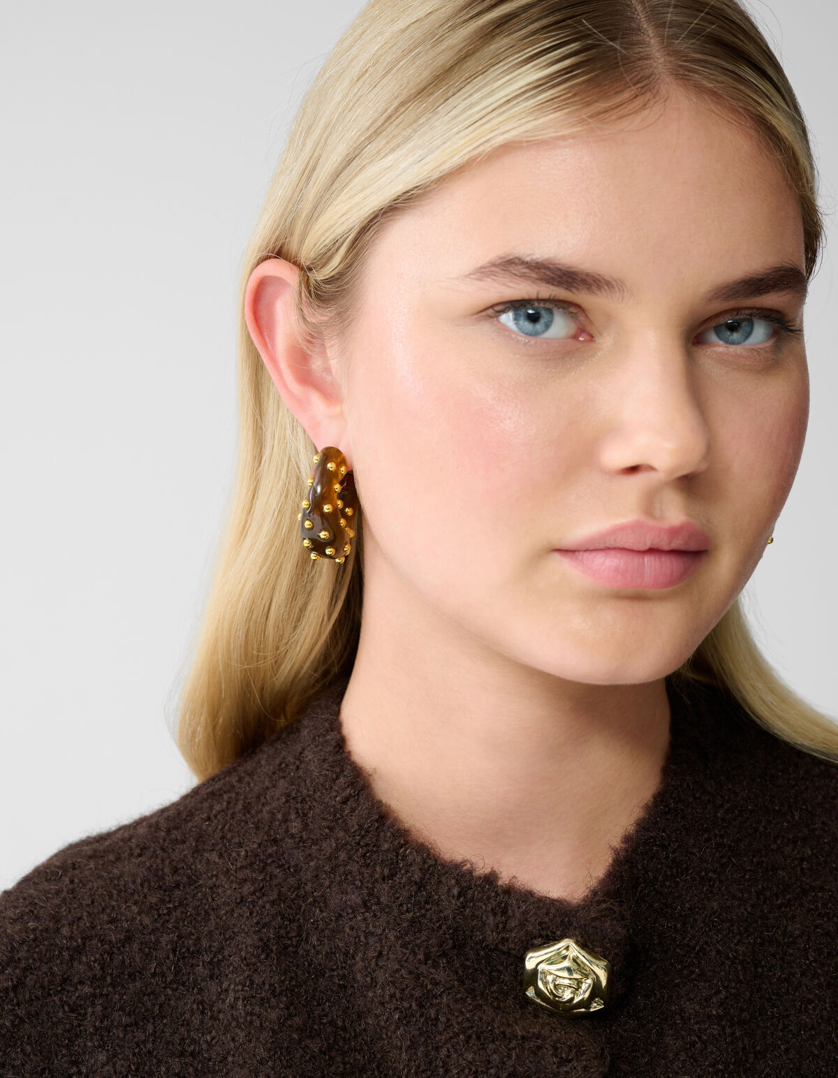 Studded Hoops Oorbellen Bruin SHOEBY ACCESSOIRES