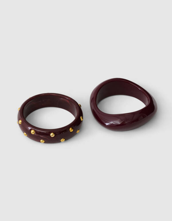 Bangle Stud Set Bruin/Donkerrood SHOEBY ACCESSOIRES