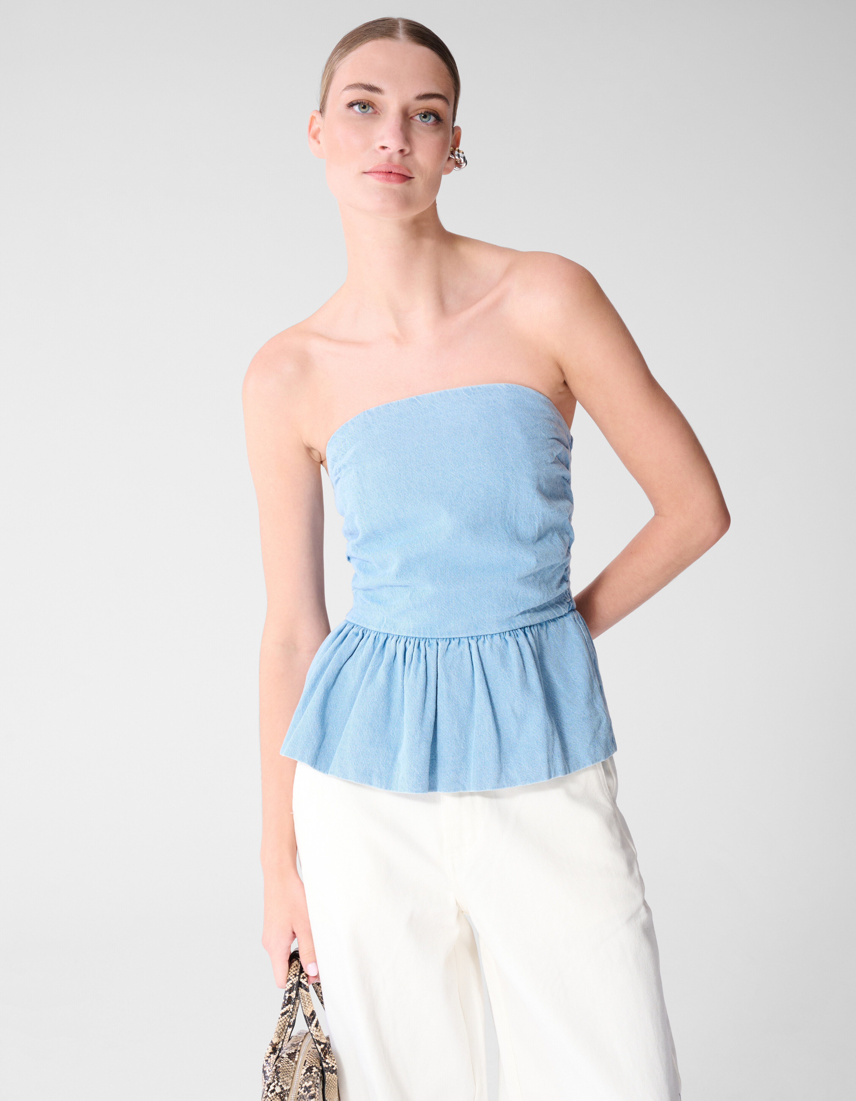 Strapless Denim Top Blauw SHOEBY WOMEN