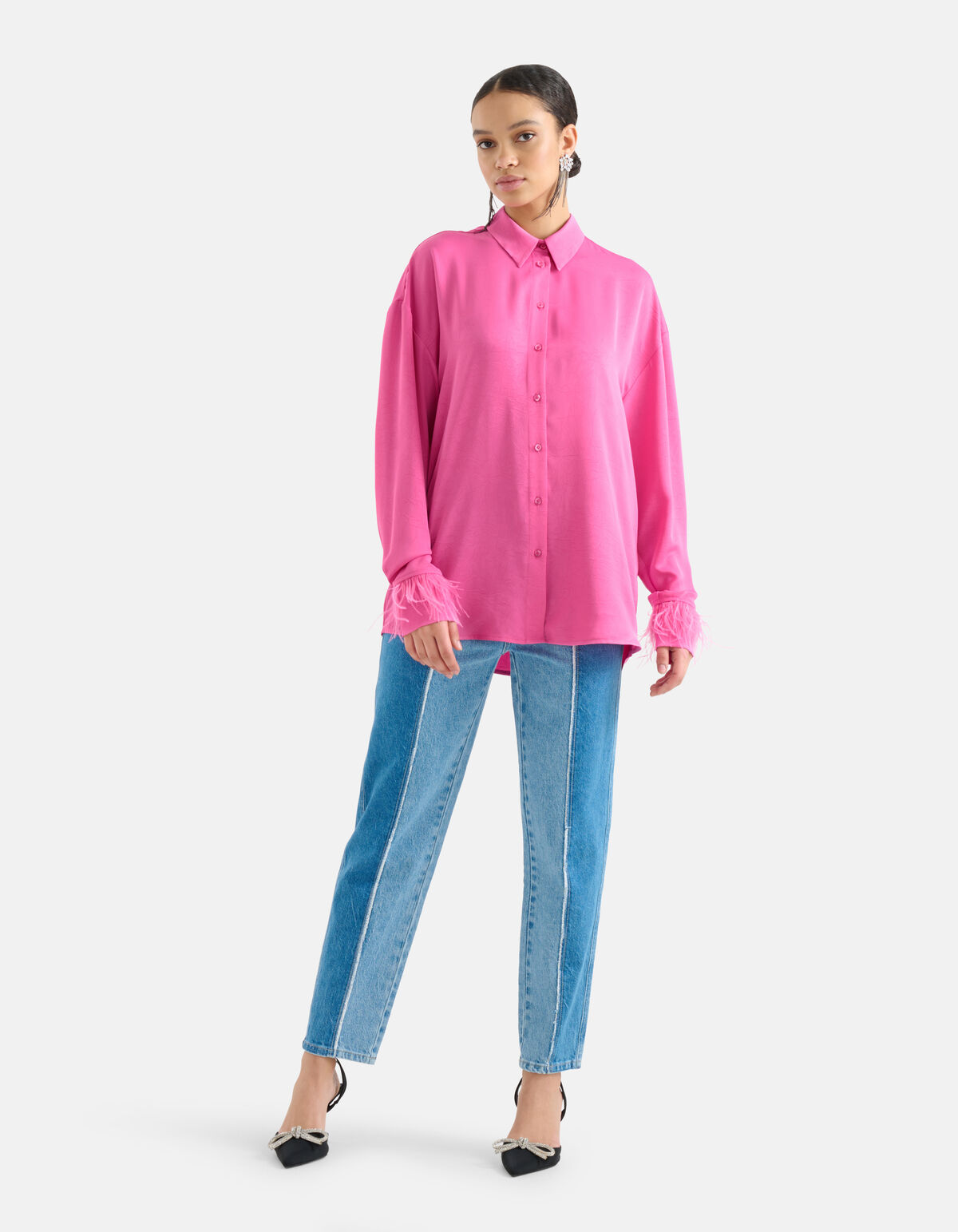 Satijnen Feather Blouse Roze SHOEBY WOMEN