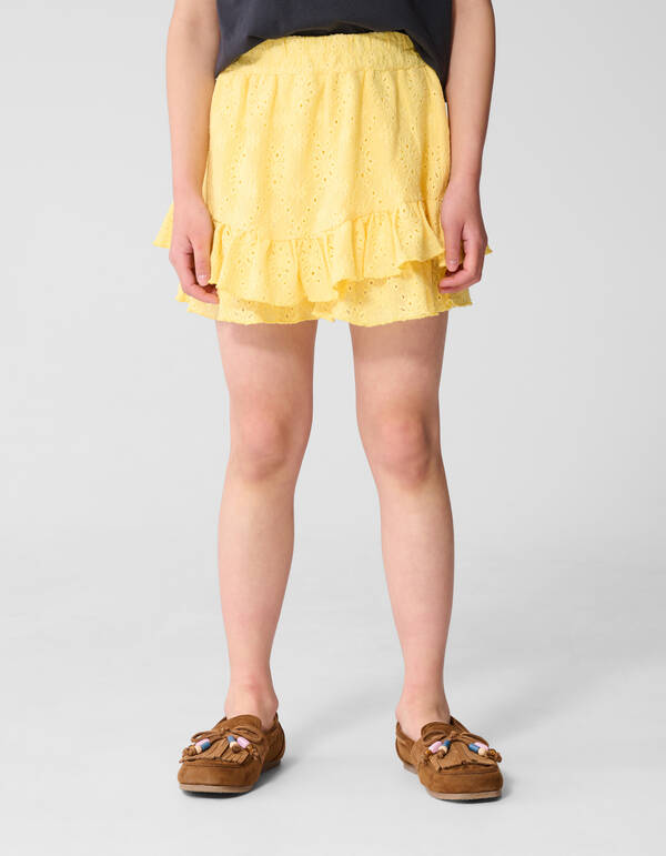 Embroidery Ruffle Mini Rok Lichtgeel SHOEBY GIRLS