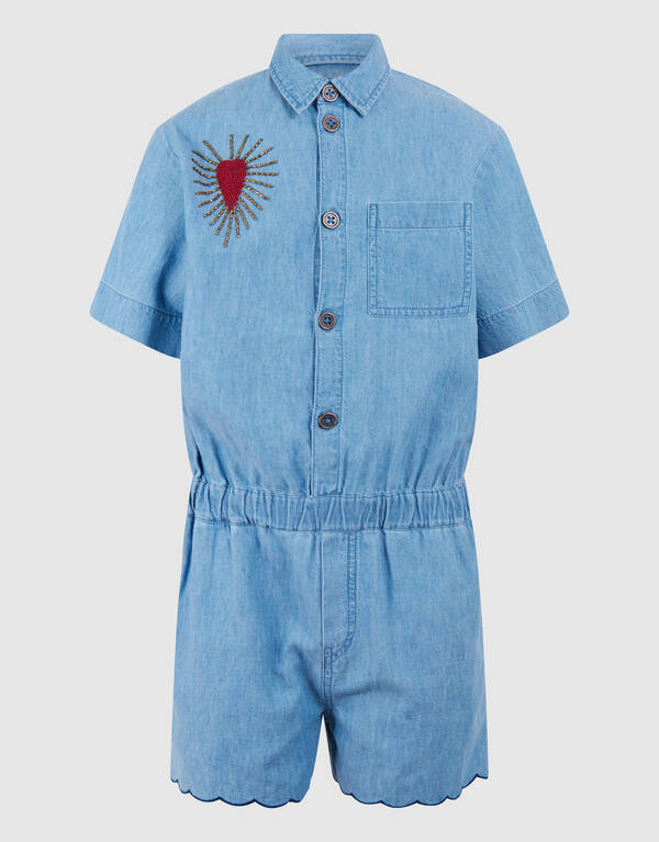 Heart Denim Jumpshort Lichtblauw SHOEBY GIRLS