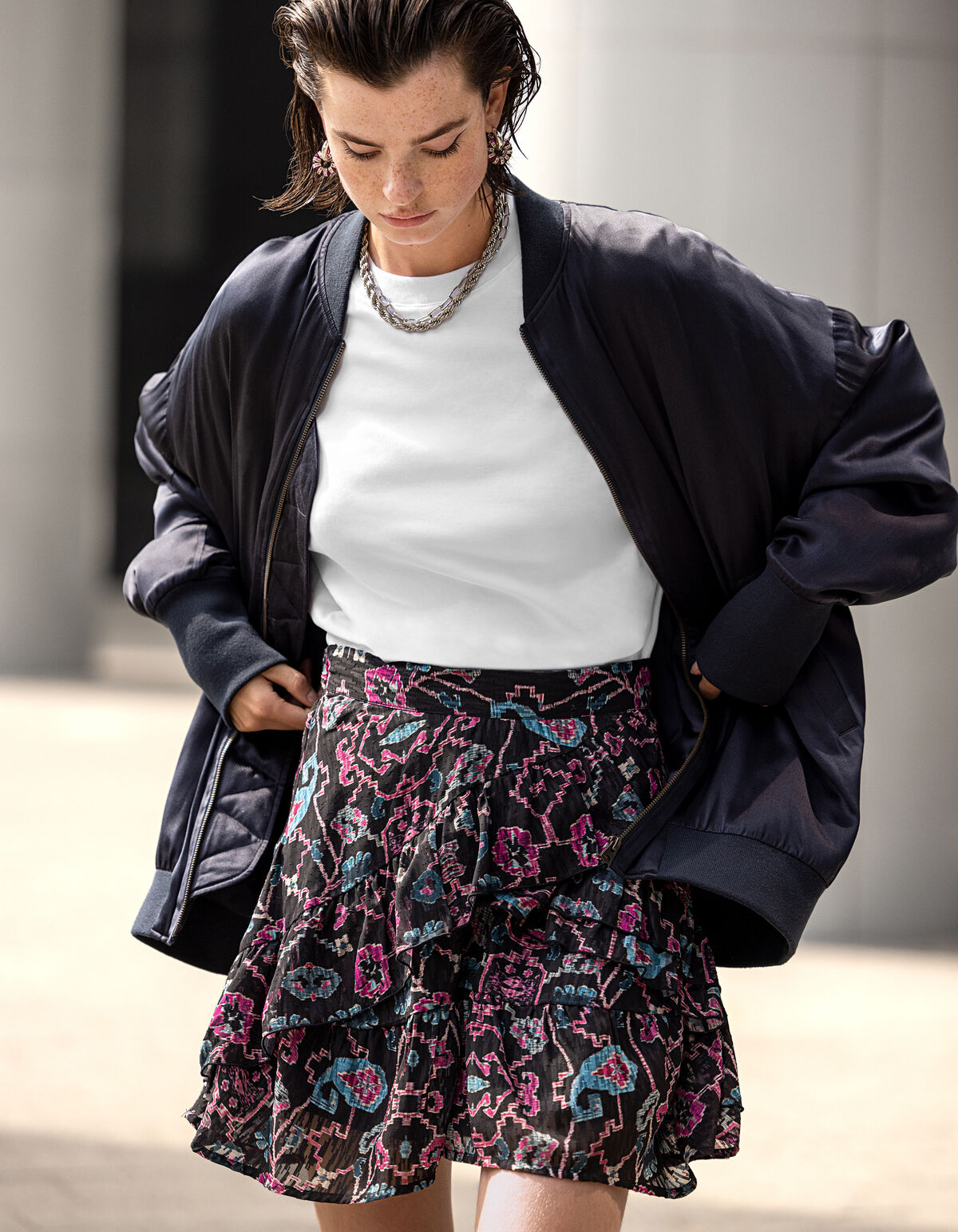 Grafische Print Rok Zwart SHOEBY WOMEN