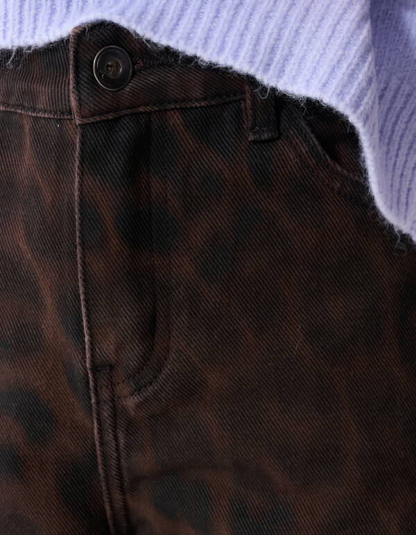 Cargo Leopard Print Jeans Bruin SHOEBY GIRLS