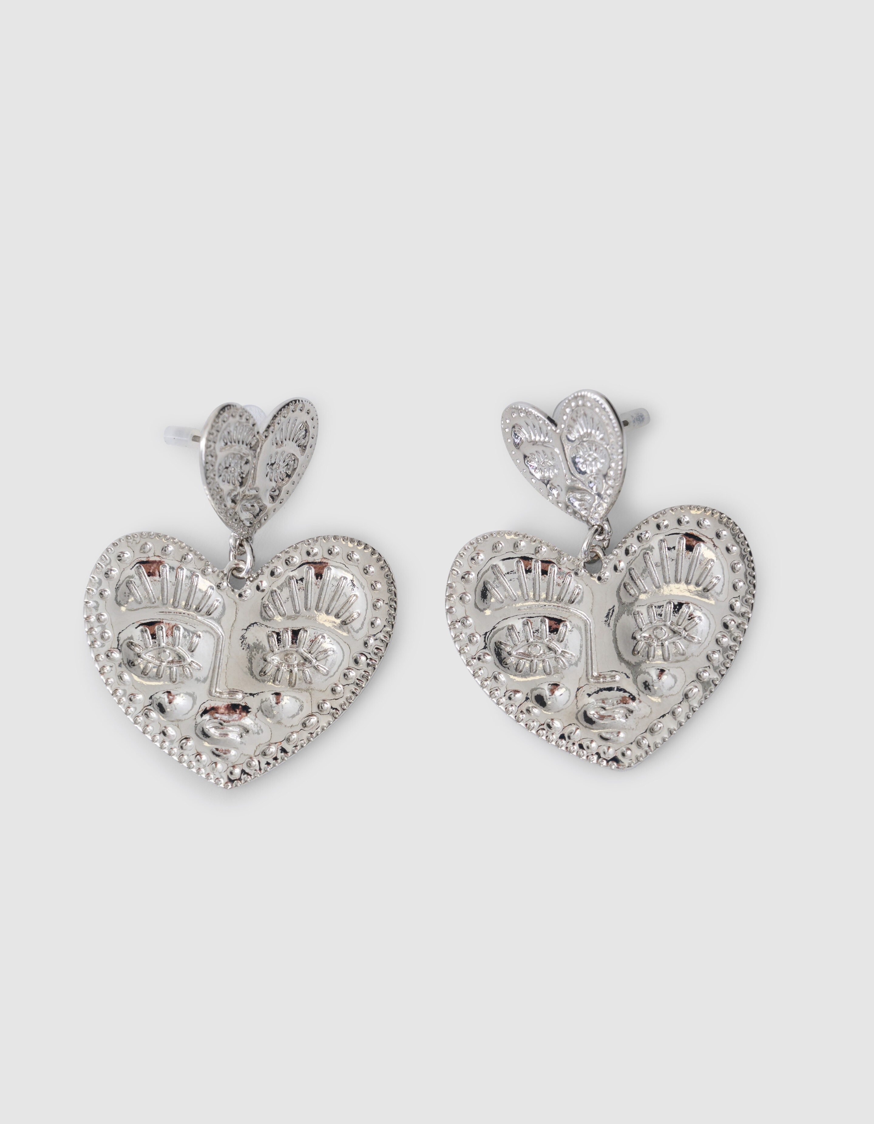 Face Heart Oorbellen Zilver SHOEBY ACCESSOIRES