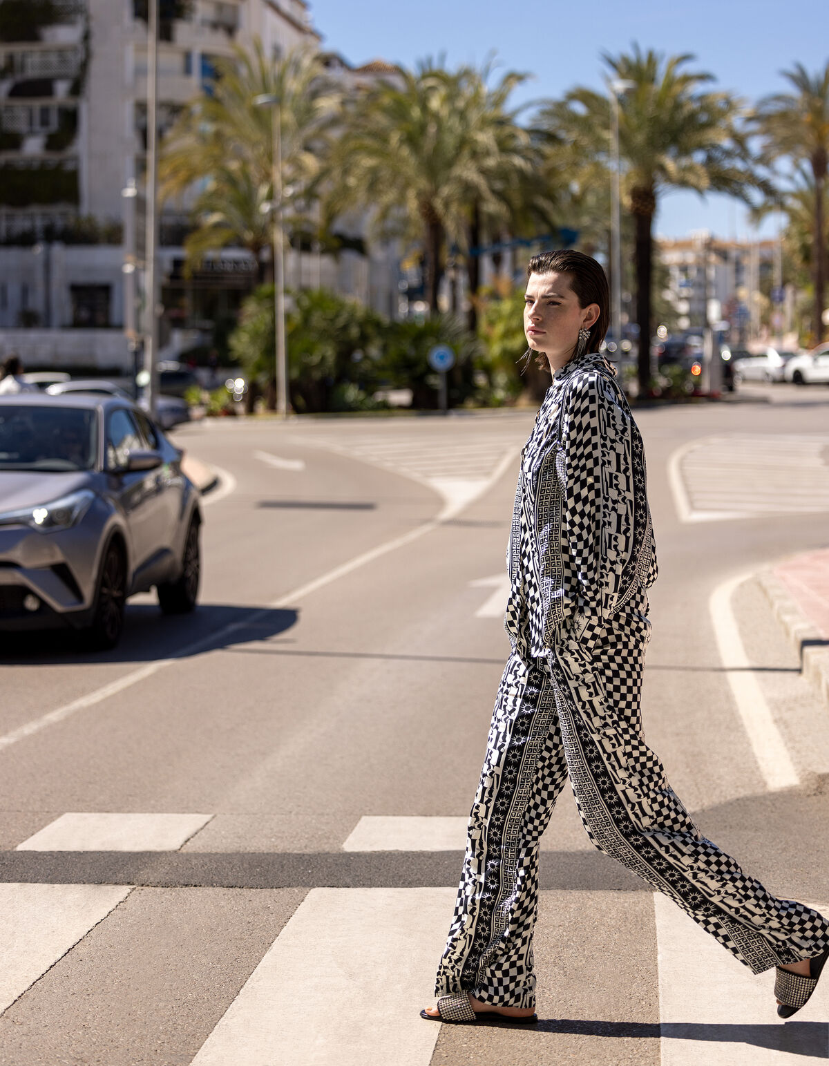 Printed Broek Zwart/Gebroken Wit SHOEBY WOMEN