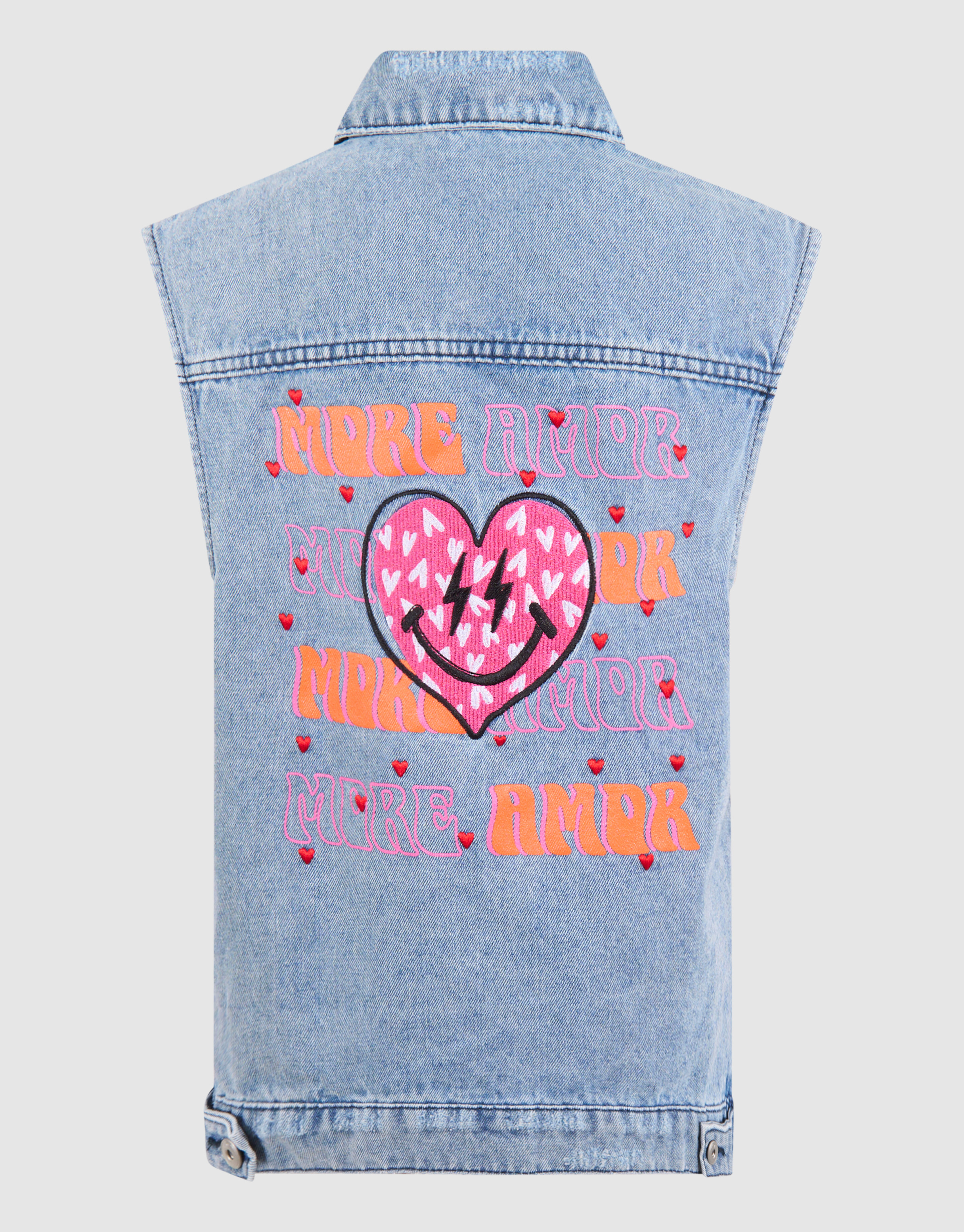 Embroidery Denim Gilet Blauw SHOEBY GIRLS