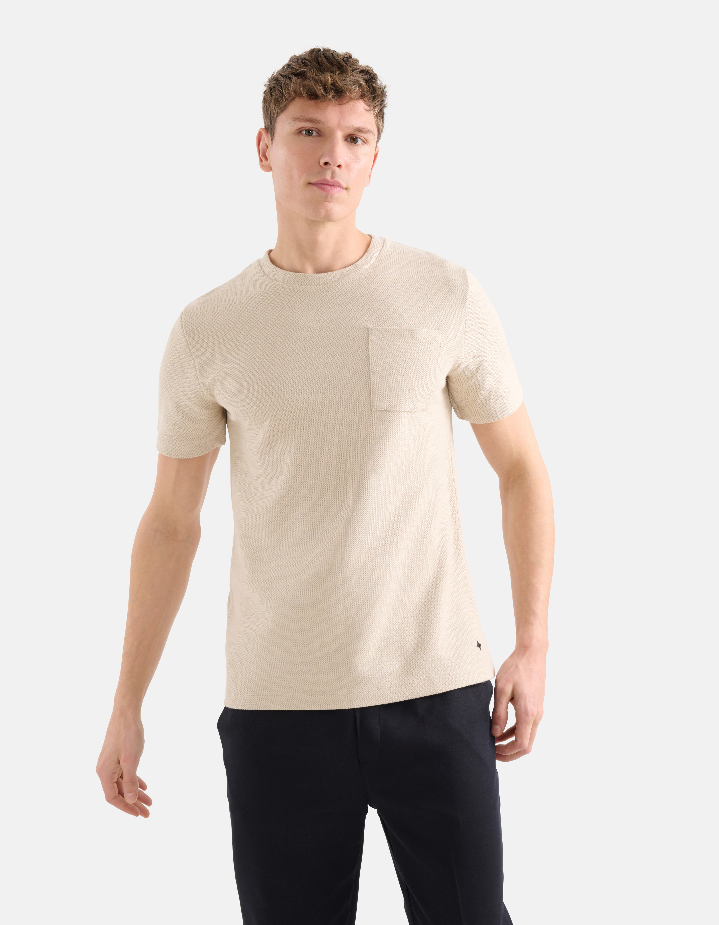 Structuur T-shirt Beige SHOEBY MEN