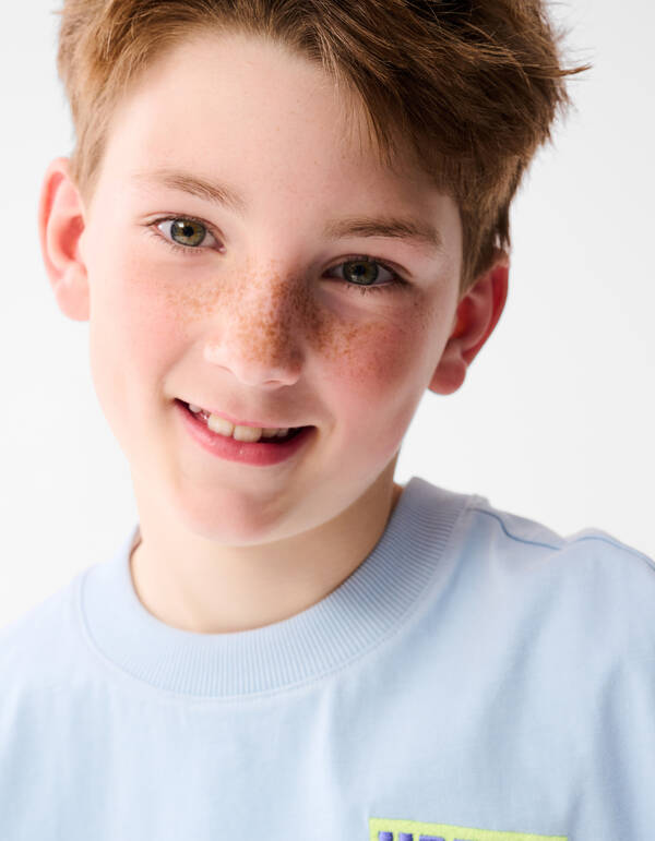 Smiley Artwork T-shirt Lichtblauw SHOEBY BOYS