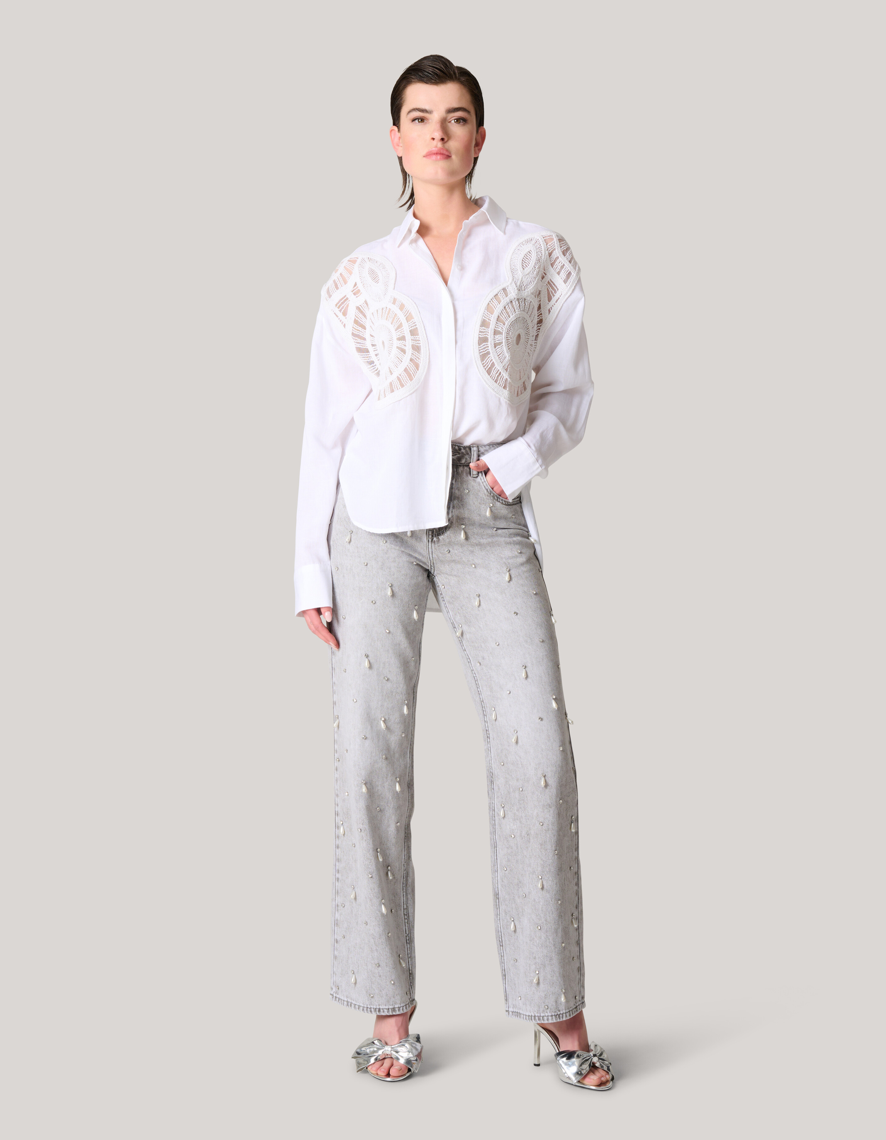 Linnen Crochet Blouse Wit SHOEBY WOMEN