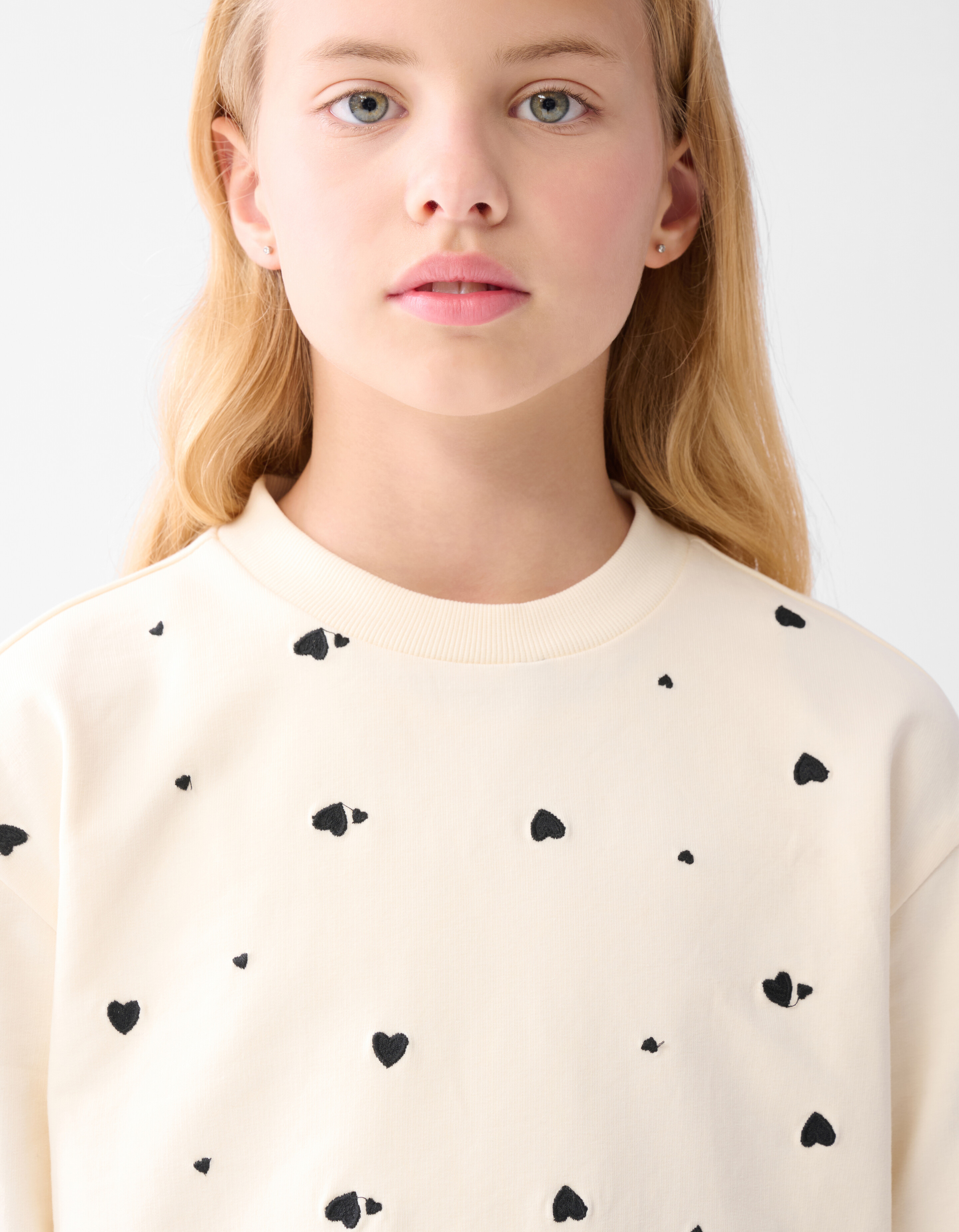 Heart Printed Longsleeve Gebroken Wit SHOEBY GIRLS