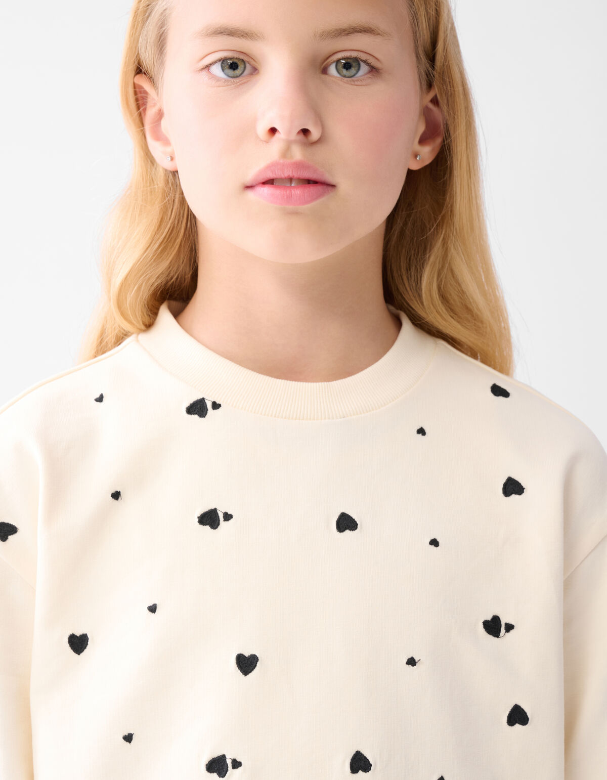 Heart Printed Longsleeve Gebroken Wit SHOEBY GIRLS