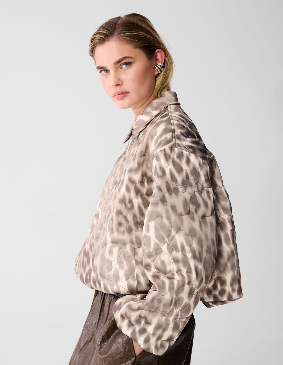 Quilted Leopard Bomber Jack Lichtbruin SHOEBY WOMEN