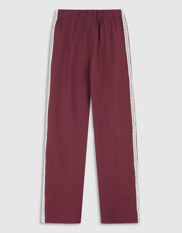 Sporty Wide Leg Broek Donkerrood SHOEBY GIRLS