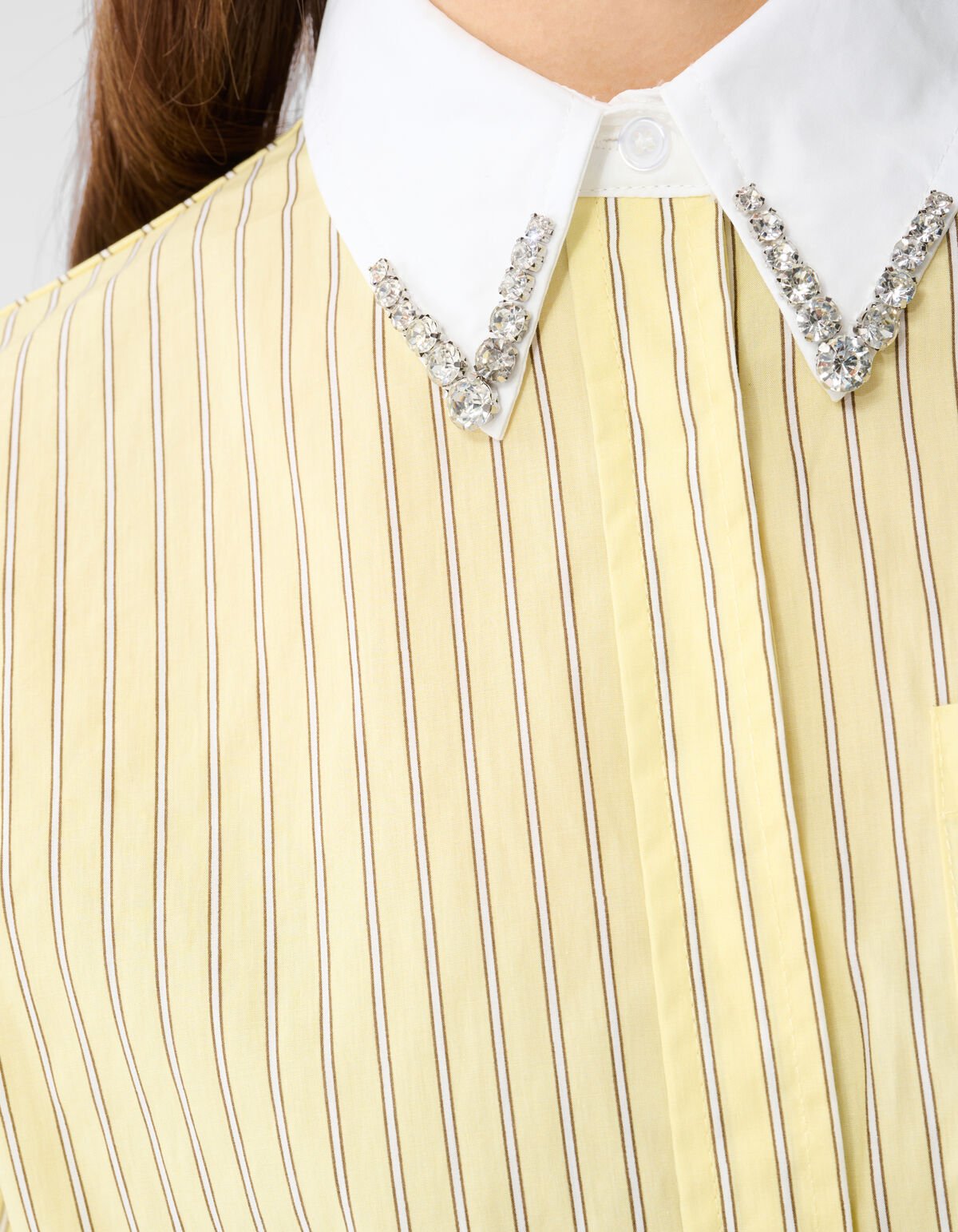 Cropped Strass Collar Blouse Lichtgeel SHOEBY WOMEN