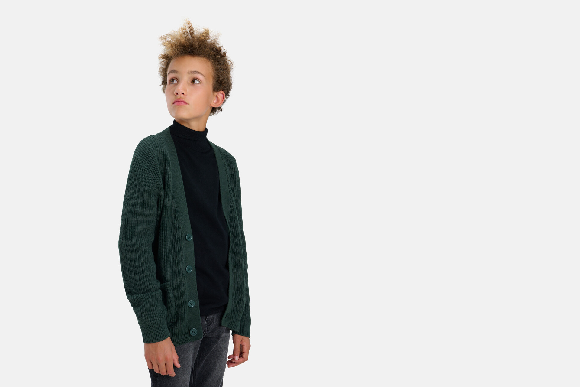 Gebreid Vest Donkergroen SHOEBY BOYS