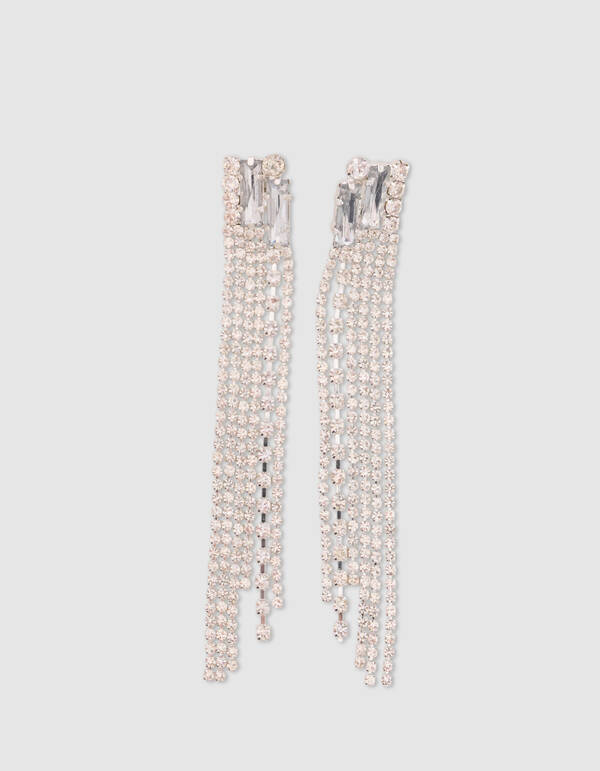 Long Strass Oorbellen Zilver SHOEBY ACCESSOIRES