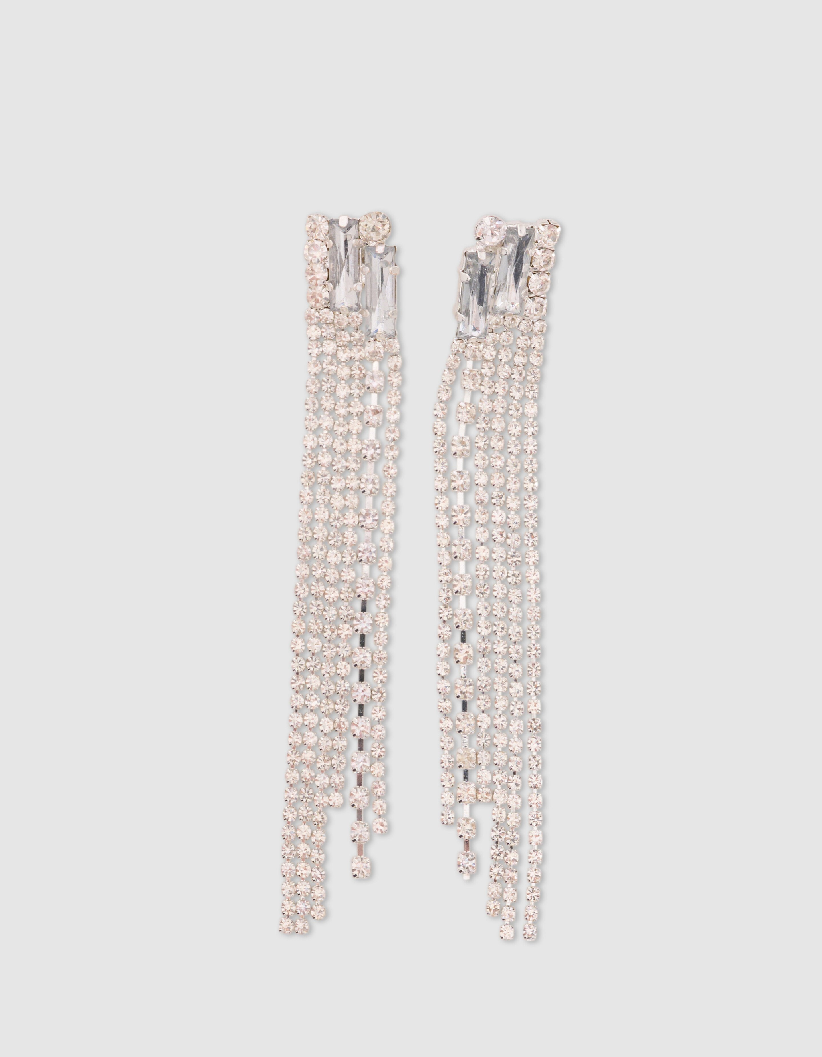 Long Strass Oorbellen Zilver SHOEBY ACCESSOIRES