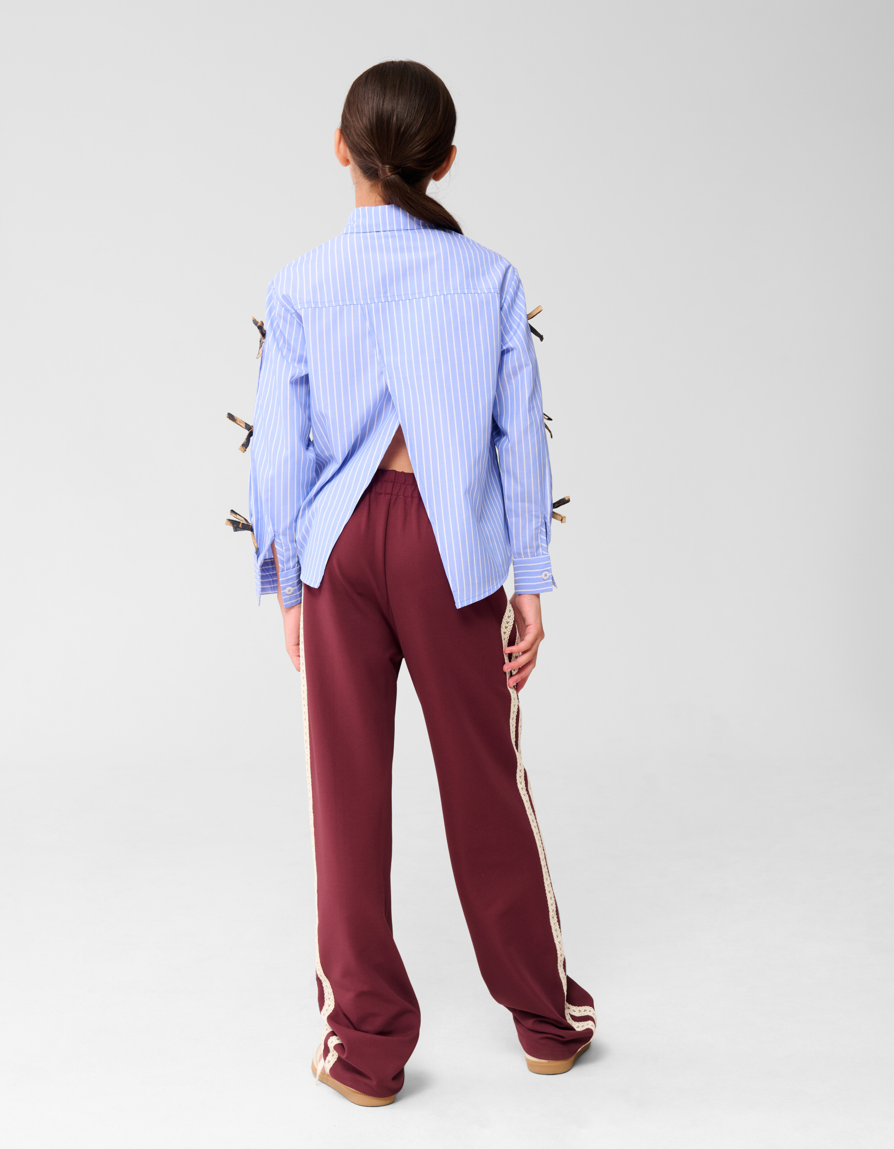Sporty Wide Leg Broek Donkerrood SHOEBY GIRLS