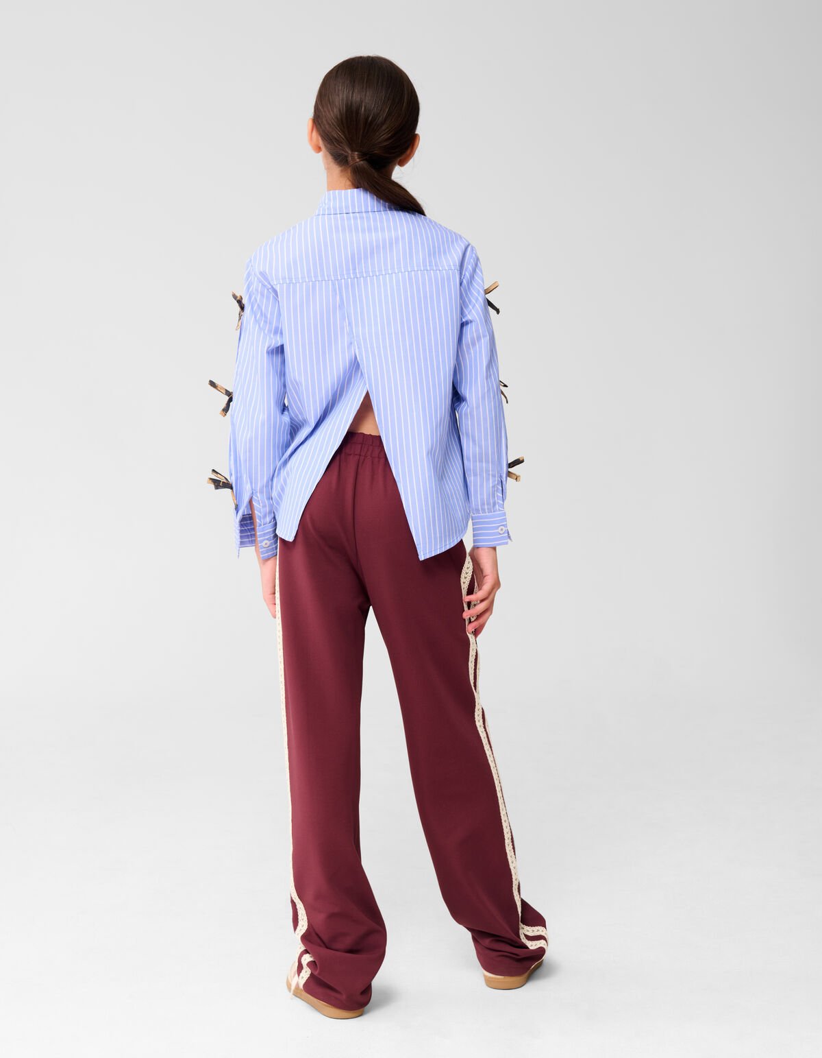 Sporty Wide Leg Broek Donkerrood SHOEBY GIRLS