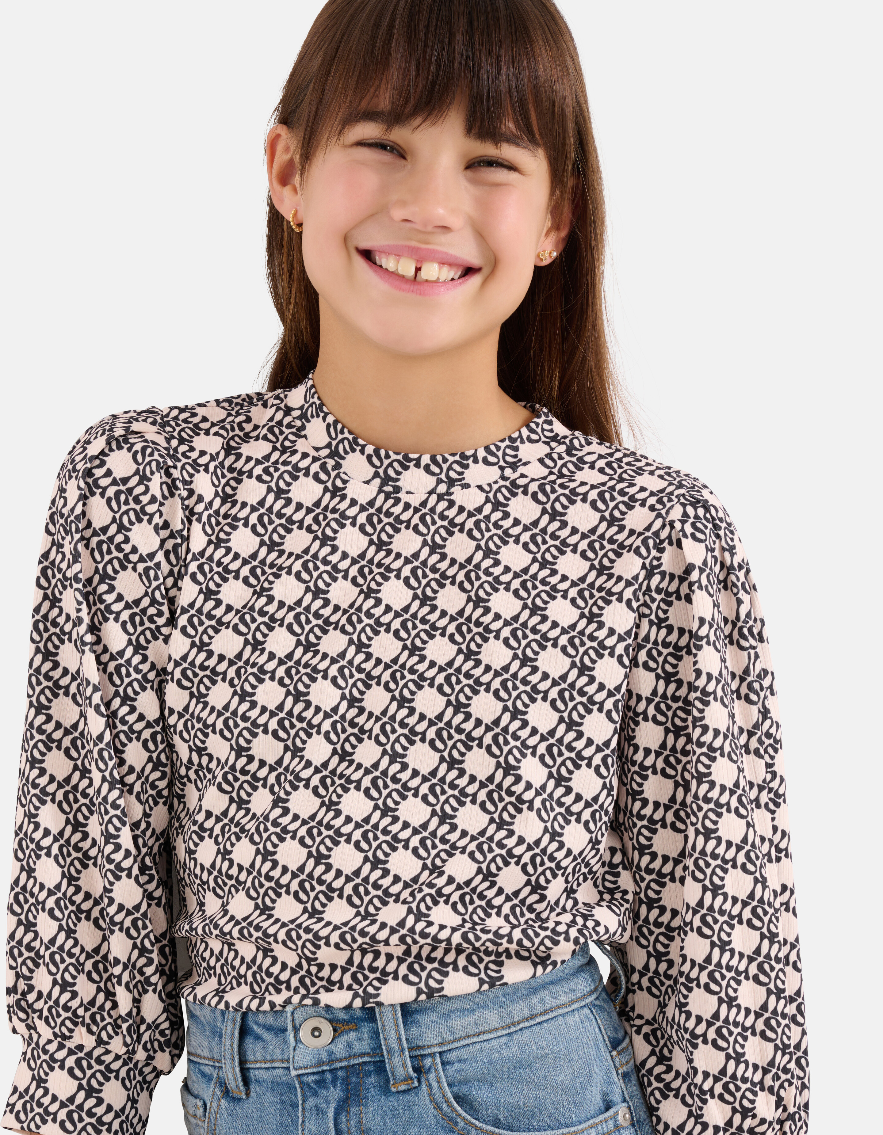 Printed Rib Top Gebroken Wit SHOEBY GIRLS