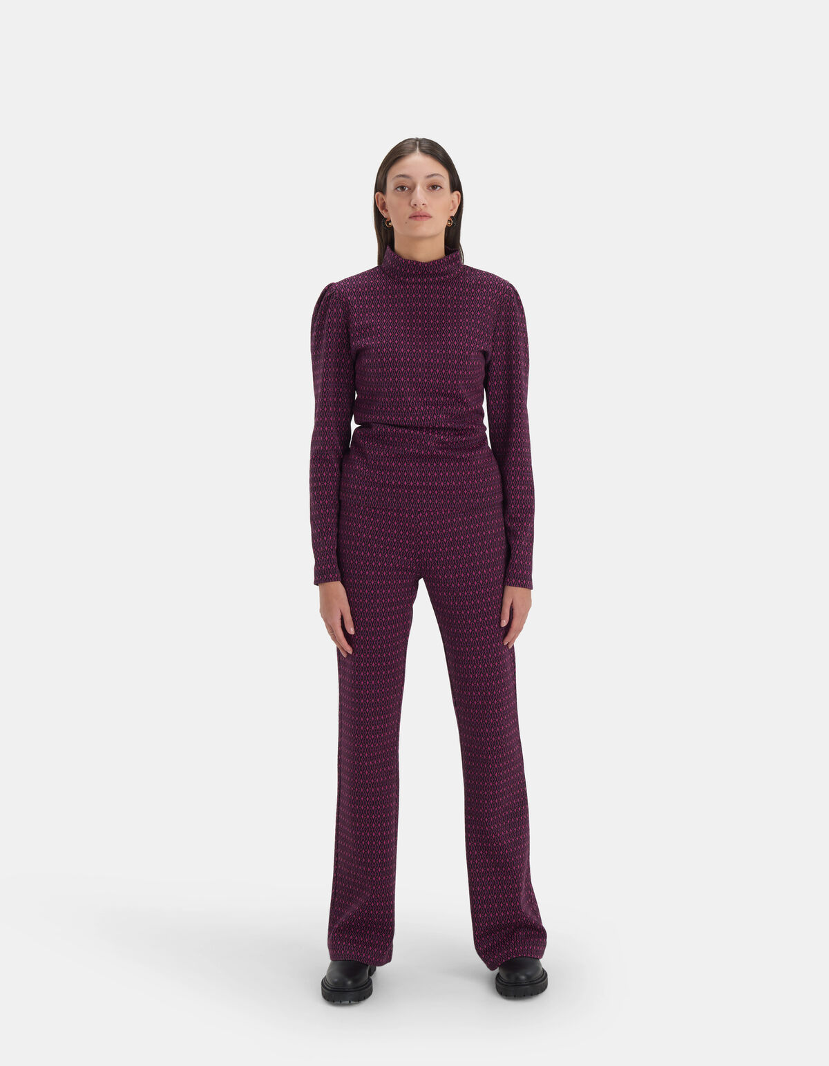 Retro Print Broek Paars EKSEPT