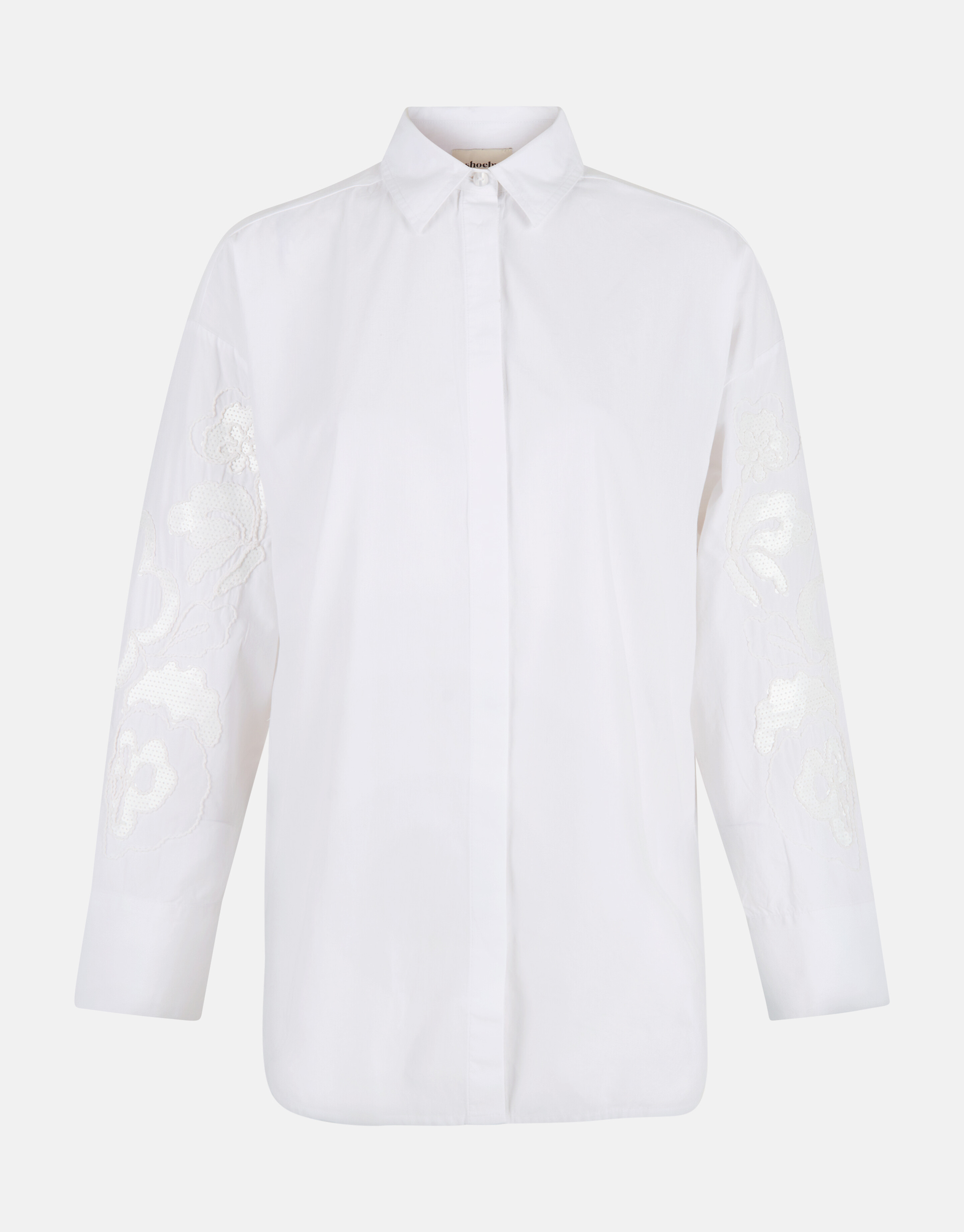 Pailletten Poplin Blouse Wit SHOEBY WOMEN
