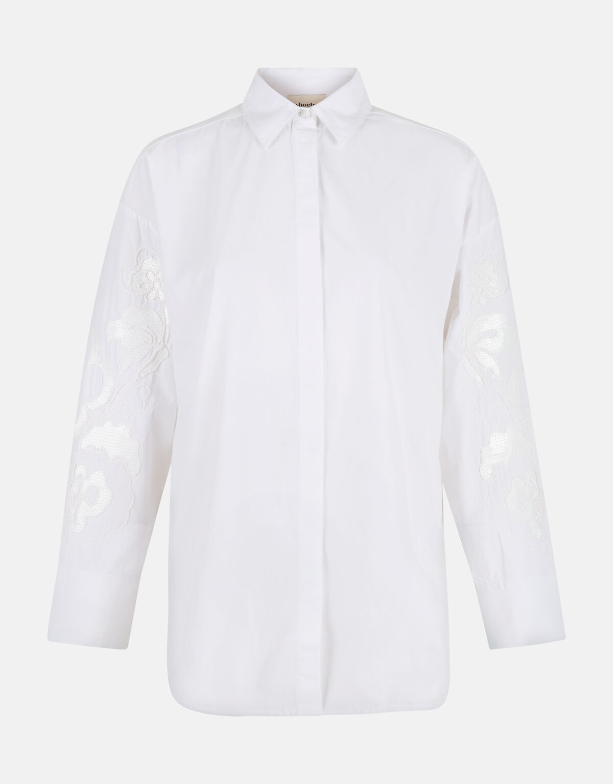 Pailletten Poplin Blouse Wit SHOEBY WOMEN