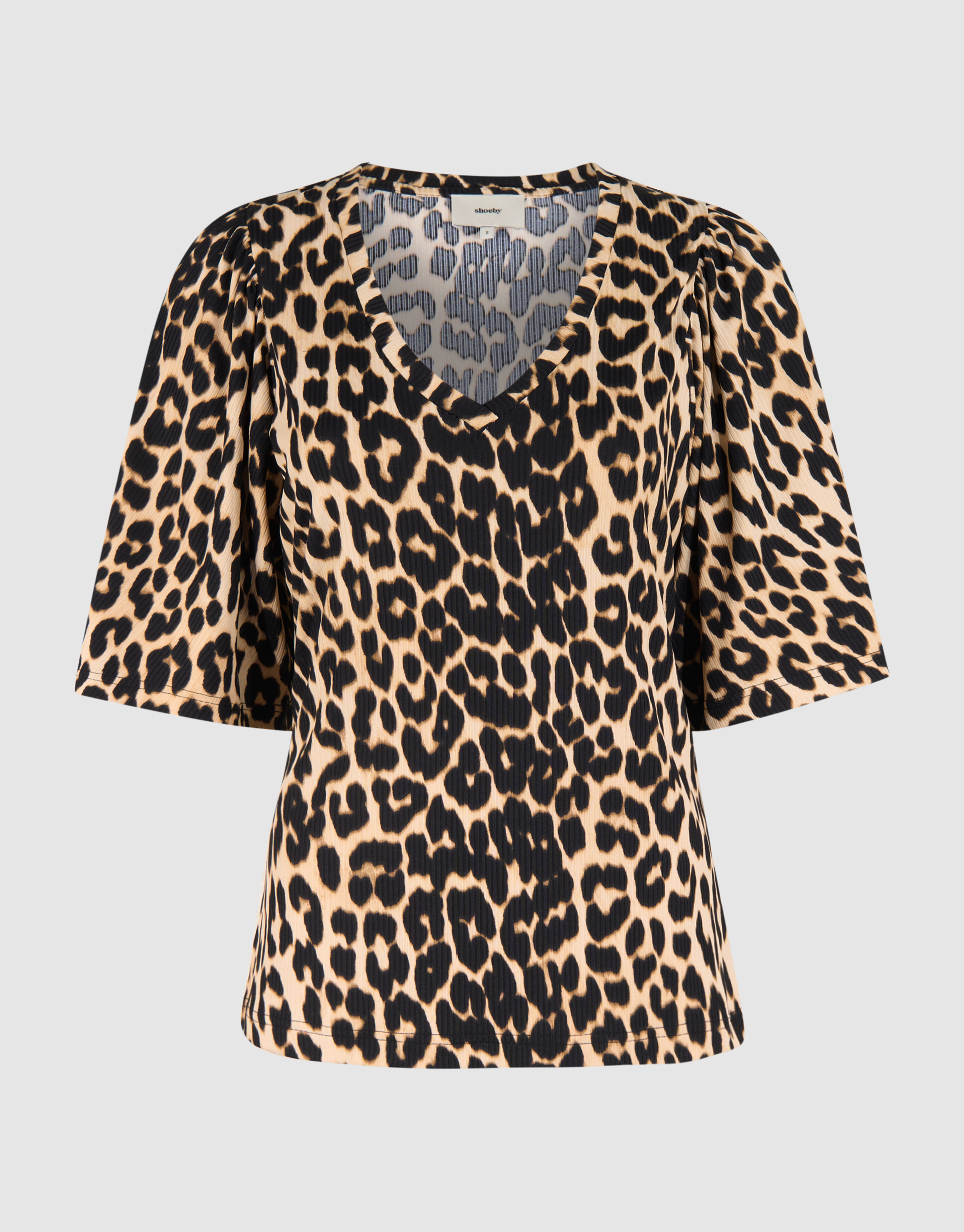 Leopard Ruffle Rib Top Bruin SHOEBY WOMEN