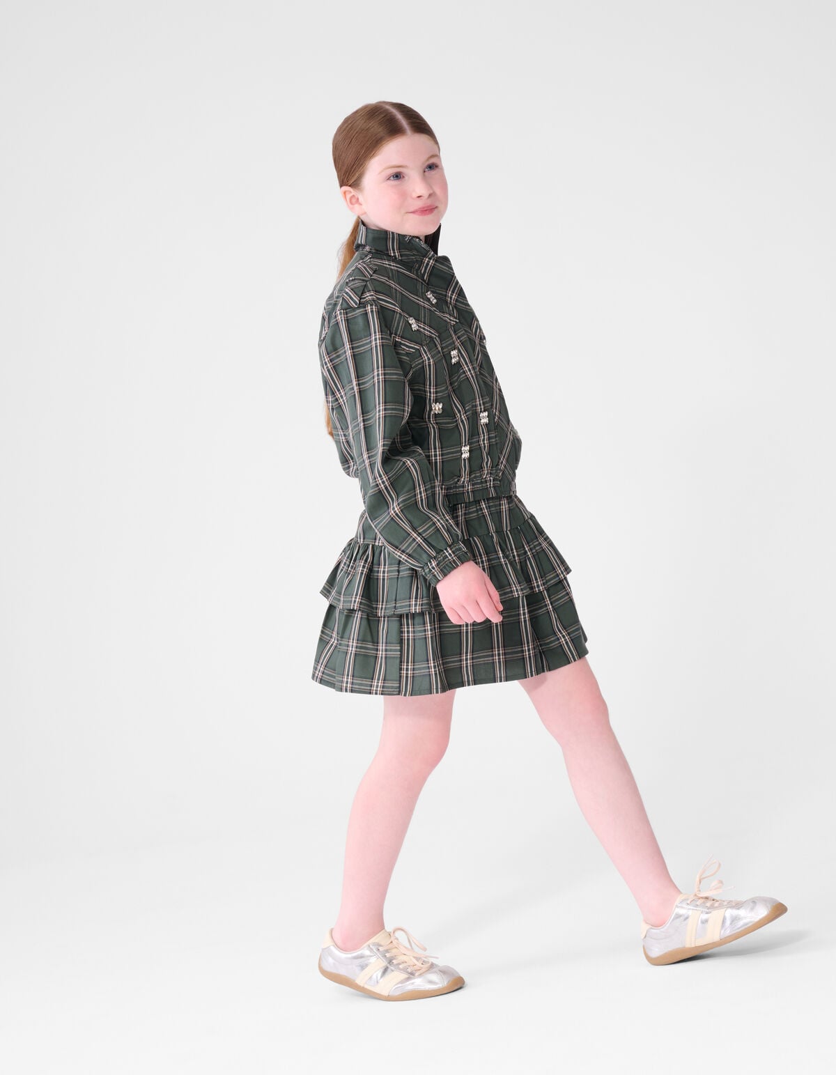 Embellished Check Bomer Donkergroen SHOEBY GIRLS