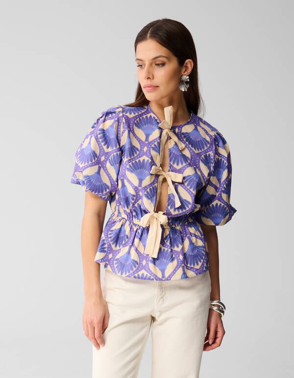 Printed Strik Top Paars SHOEBY WOMEN